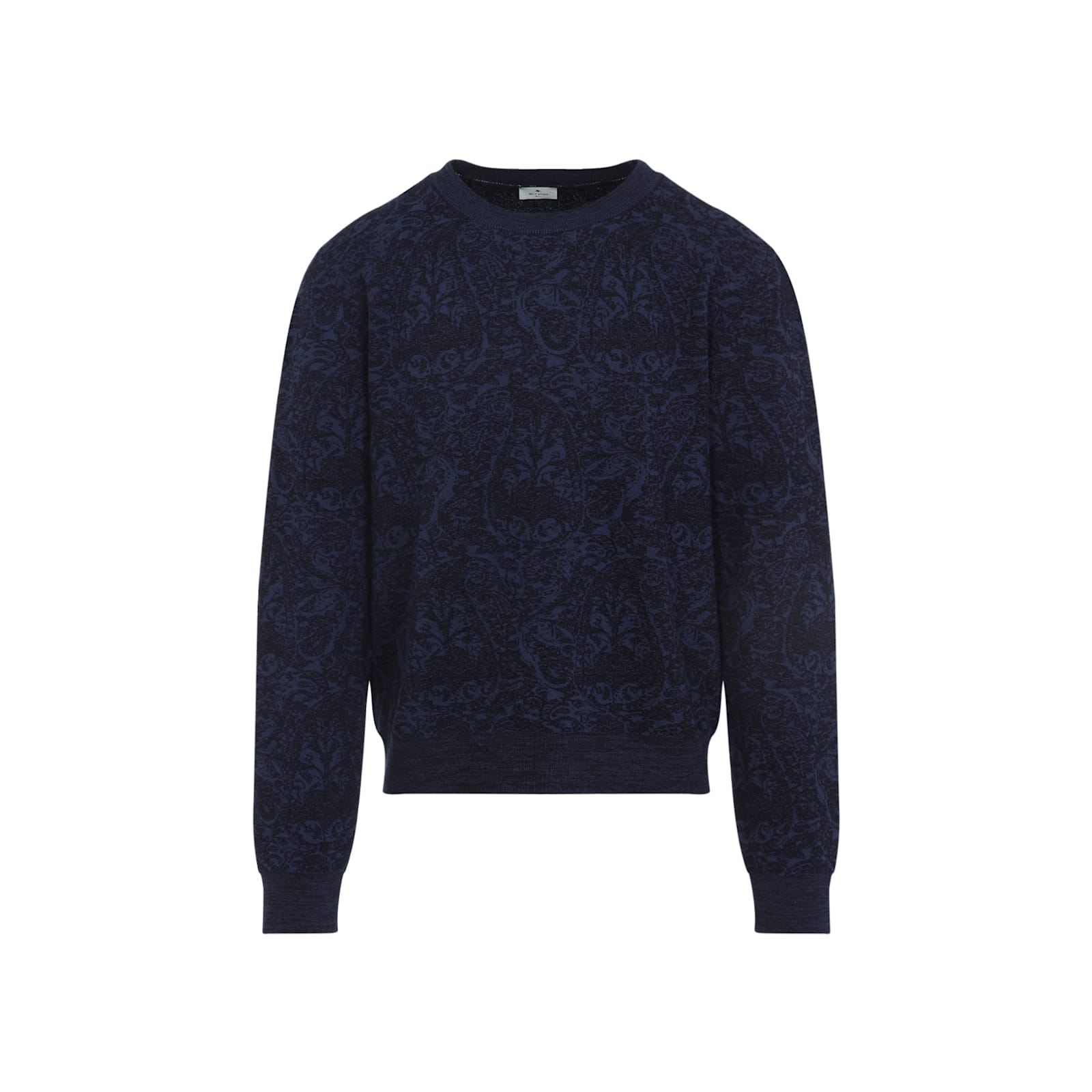 Etro Blue Sweater With Paisley Print In Cotton-wool Blend In Blue