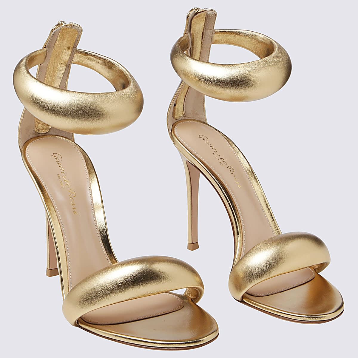 Shop Gianvito Rossi Gold-tone Leather Bijoux Sandals In Mekong