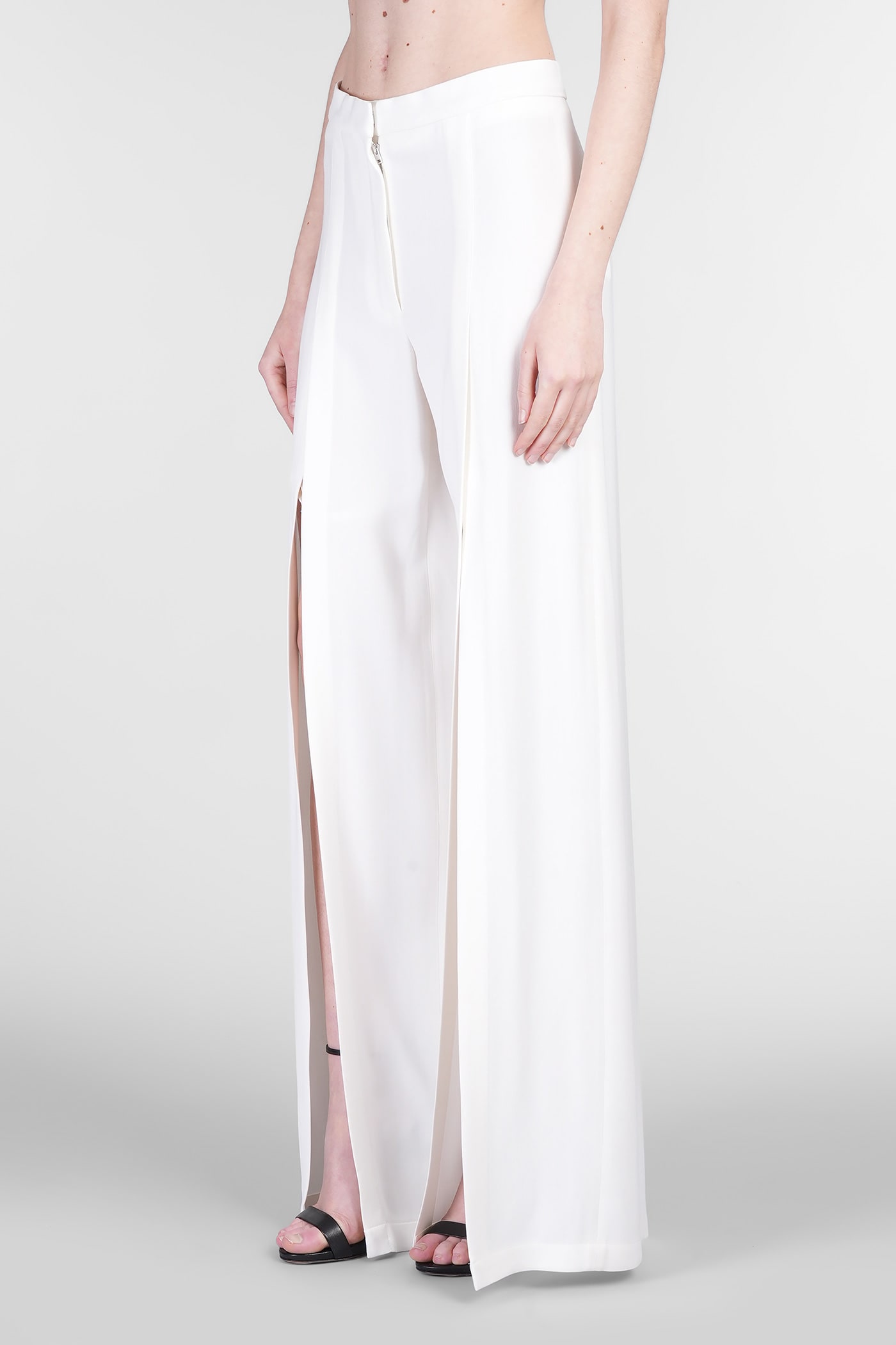 Mugler Pants In White Viscose