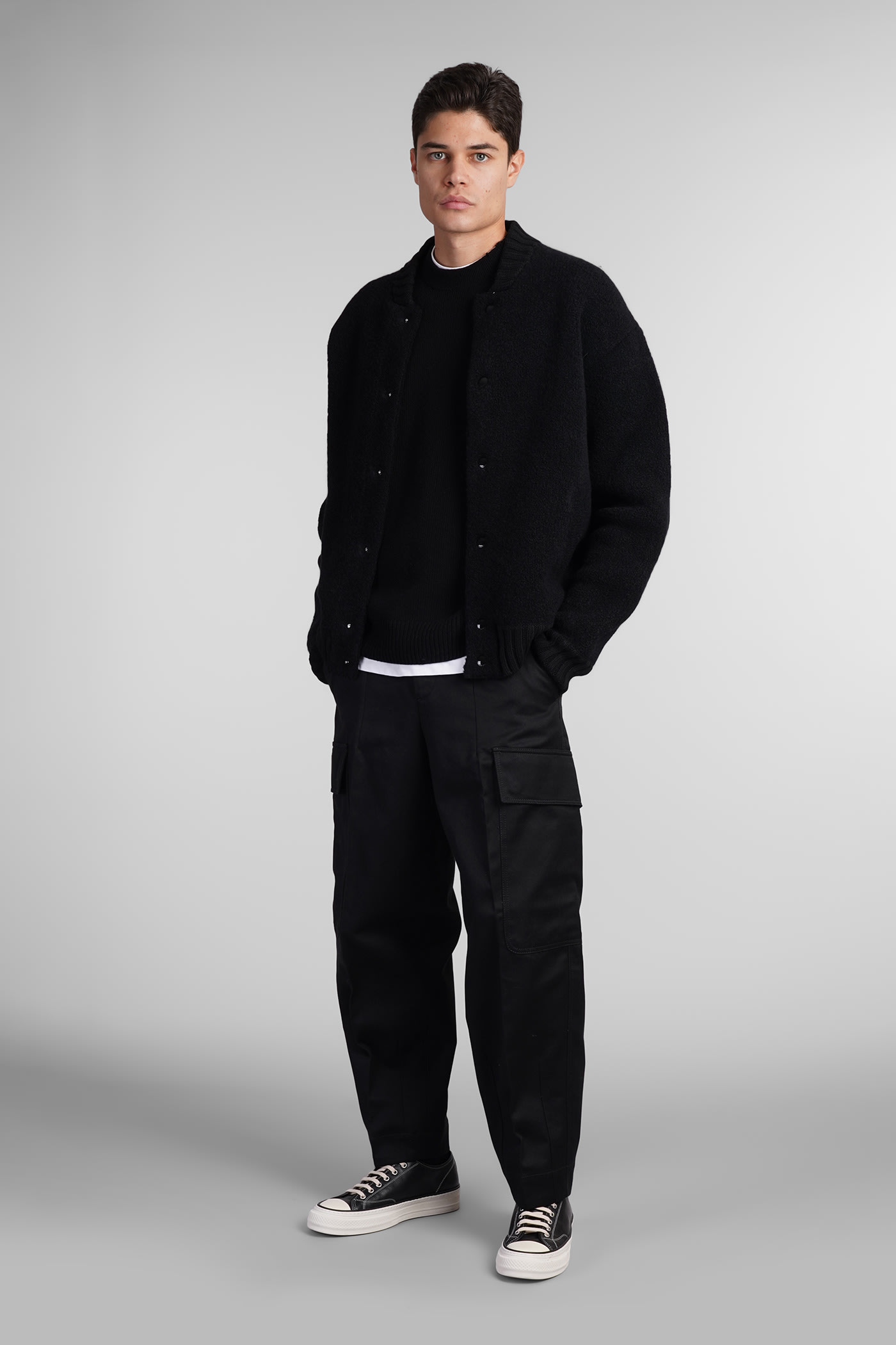 Shop Laneus Bomber In Black Wool