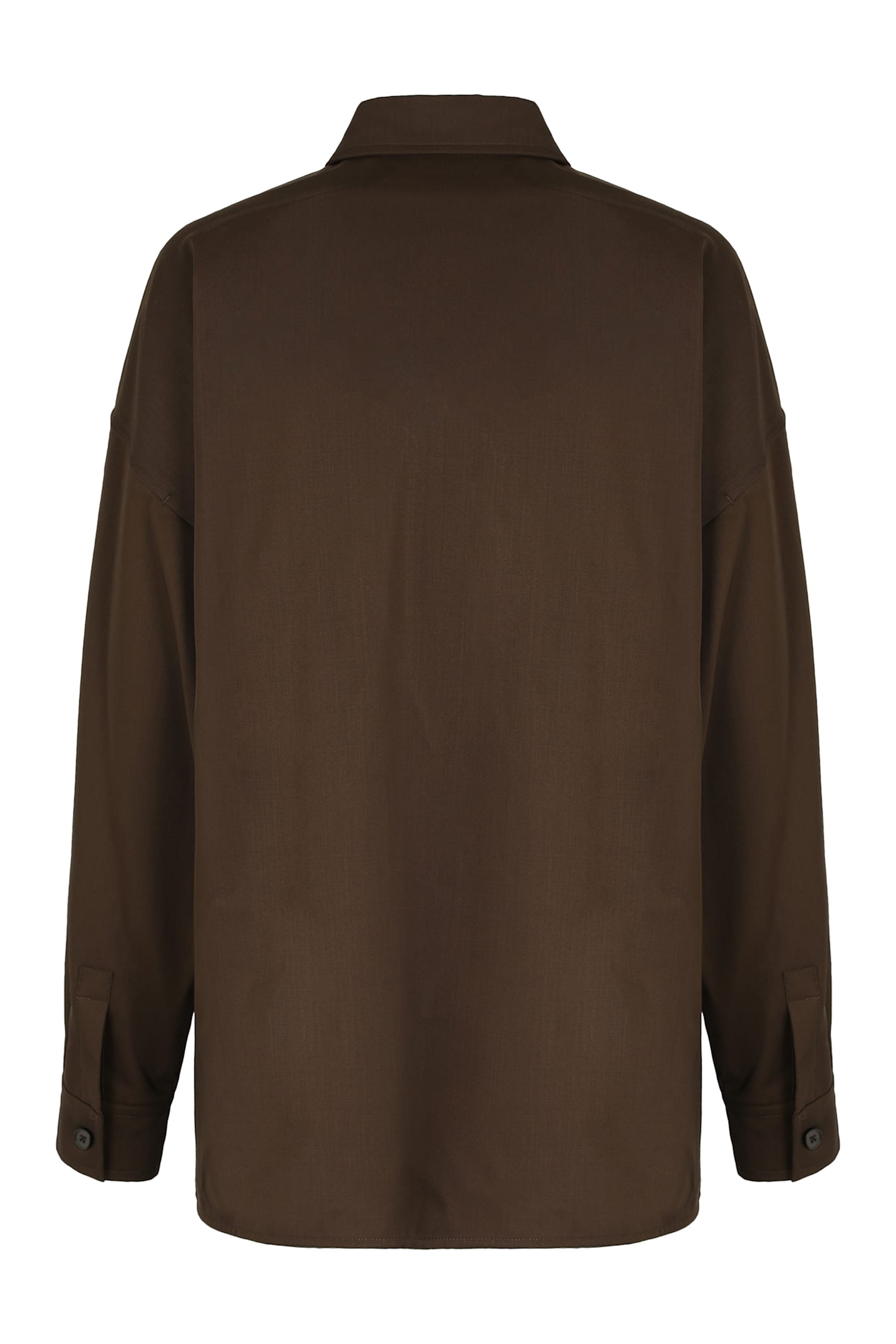 Weekend Max Mara Firmina Virgin Wool Button-up Shirt In Brown