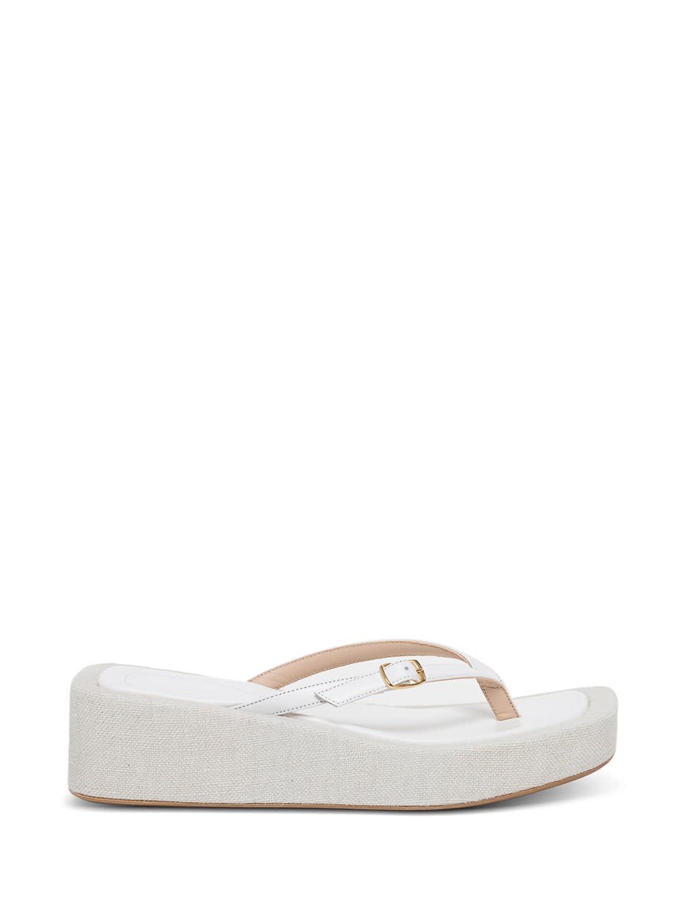 Jacquemus Les Tatanes Lin Sandals In White Leather