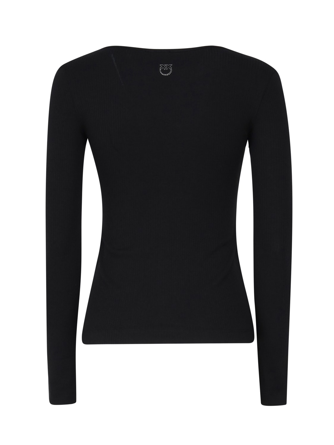 Shop Pinko Cotton Sweater With Gathered Neckline In Black Limousine