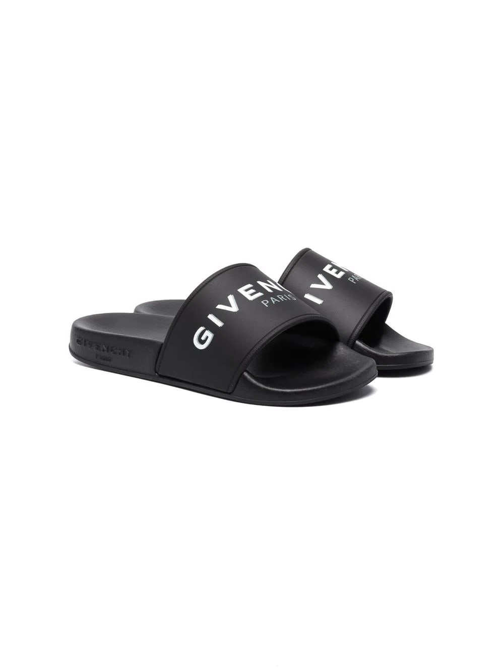 Givenchy Kids Black Slipper With White Logo