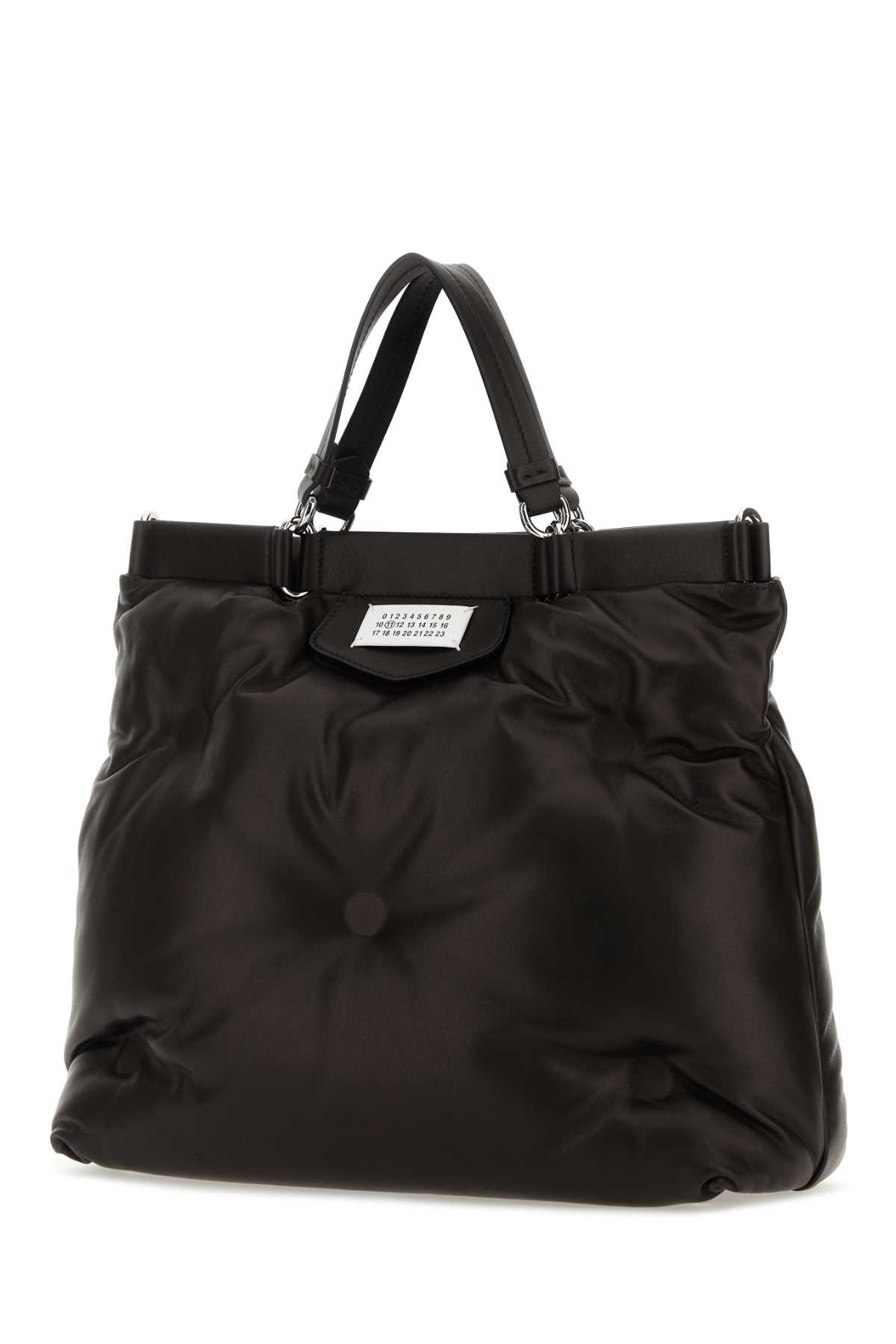 Shop Maison Margiela Black Nappa Leather Medium Glam Slam Shopping Bag In T8013