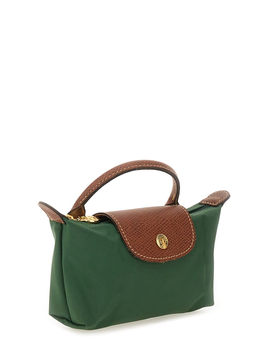 Longchamp Le Pliage Original Canvas Pouch With Handle In Green