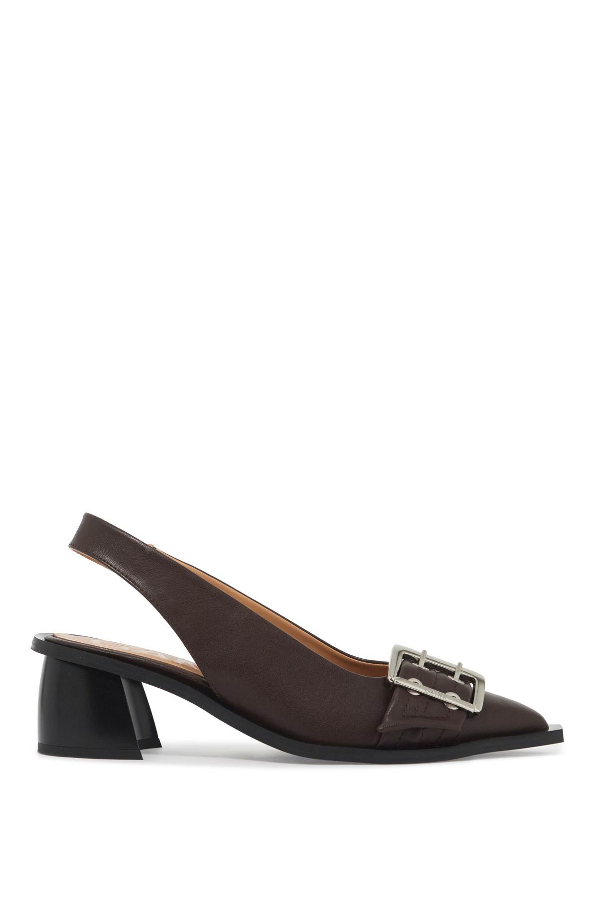 Shop Ganni Slingback Decollet In Chocolate Fondant (brown)