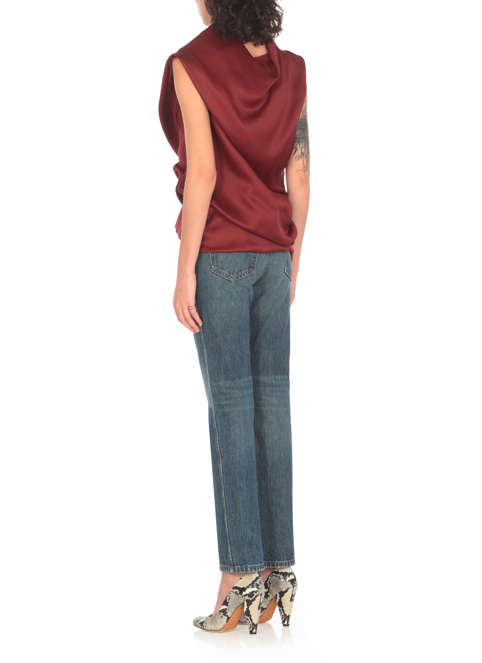 Shop Khaite Silk Top In Bordeaux