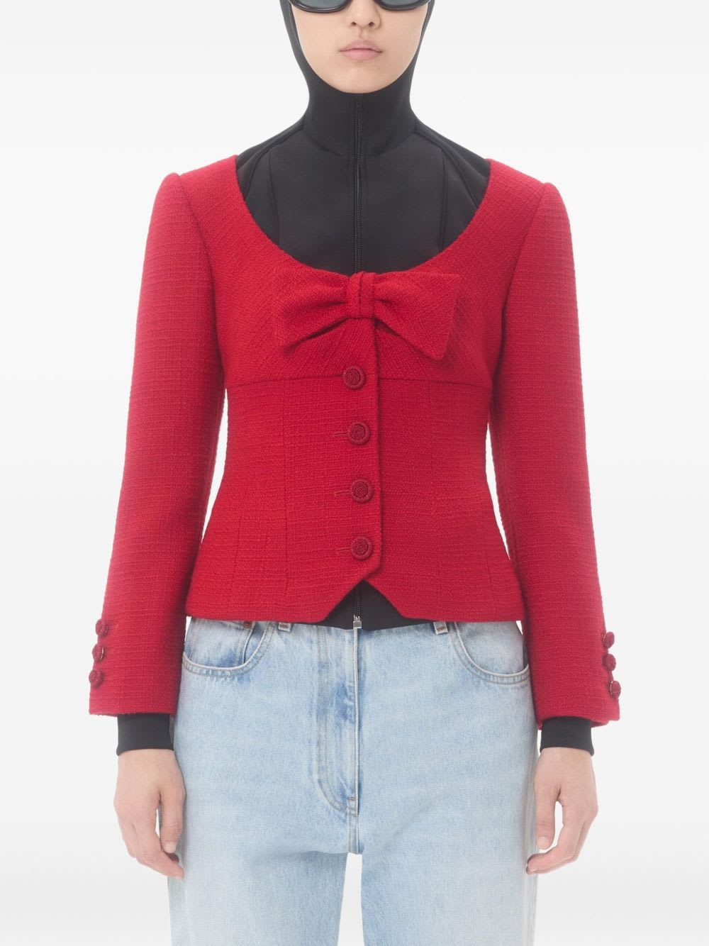 Valentino Wool Tweed Jacket In Red
