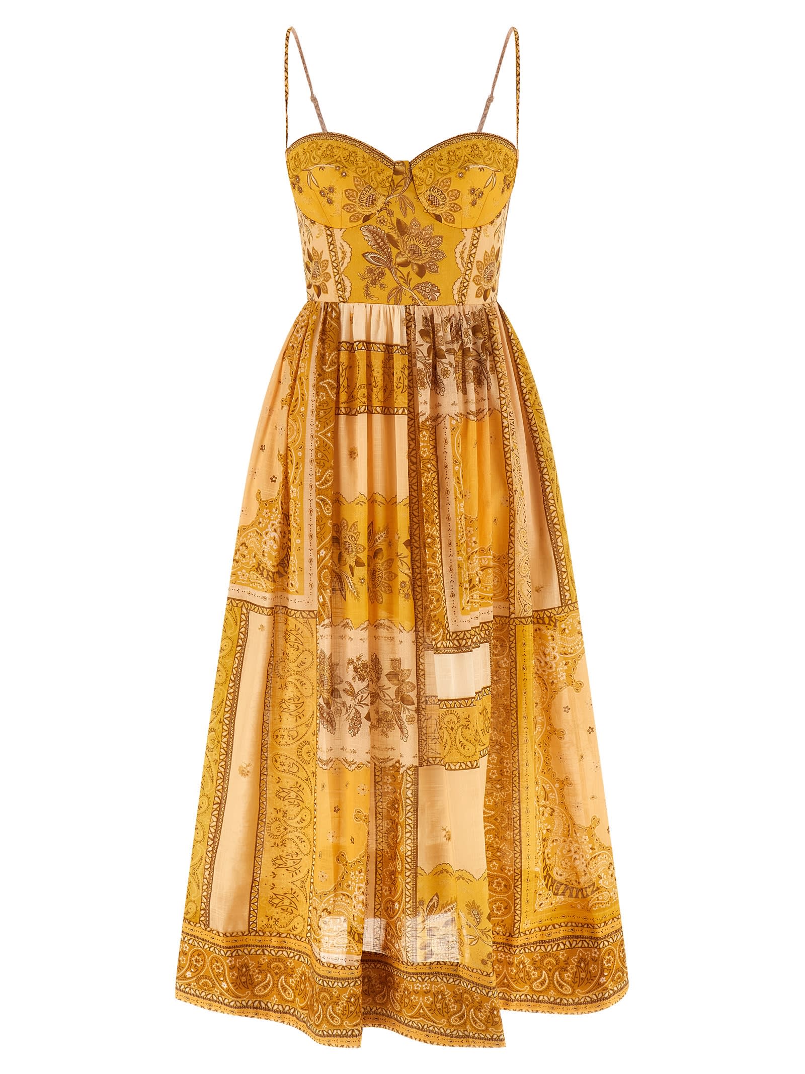 Zimmermann Lucky Corset Dresses Yellow In Yellow