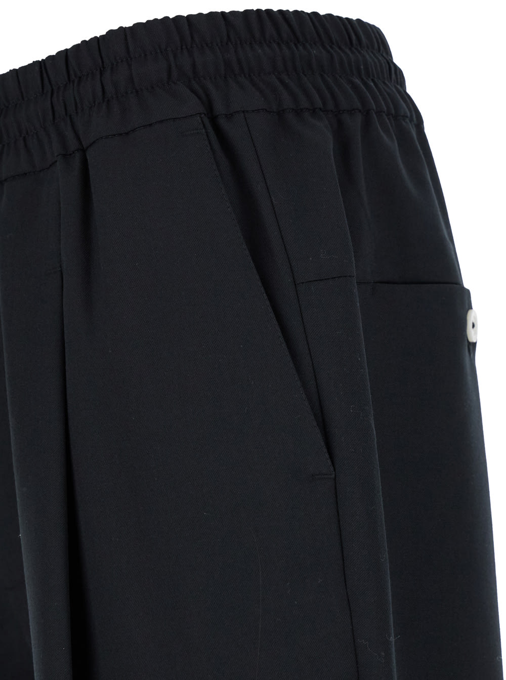 Shop Drôle De Monsieur Black Carrot Pants With Drawstring In Wool Blend Man