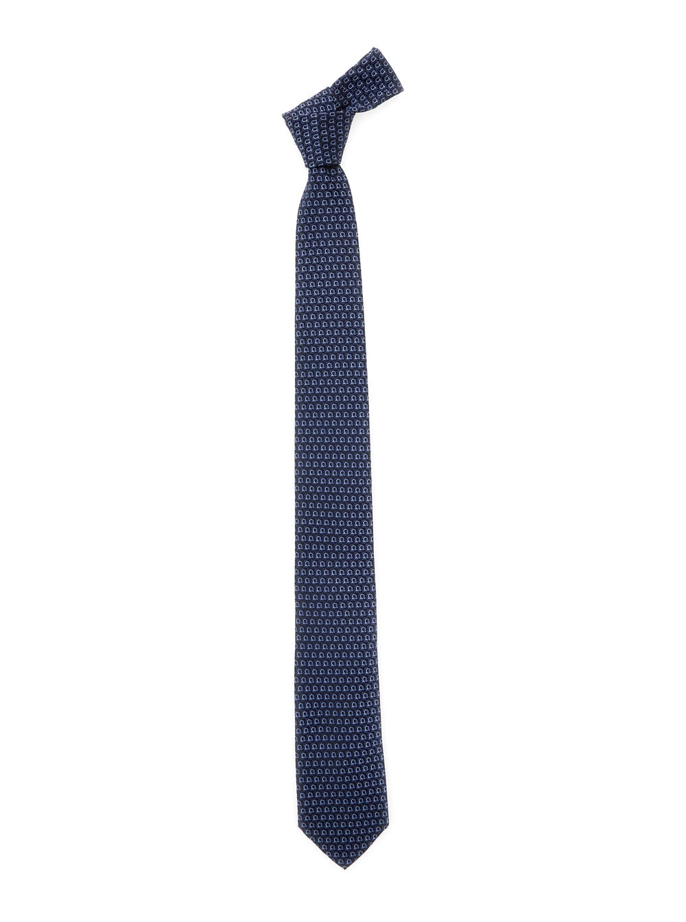 Blue Tie With All-over Mini Logo Print In Silk Man