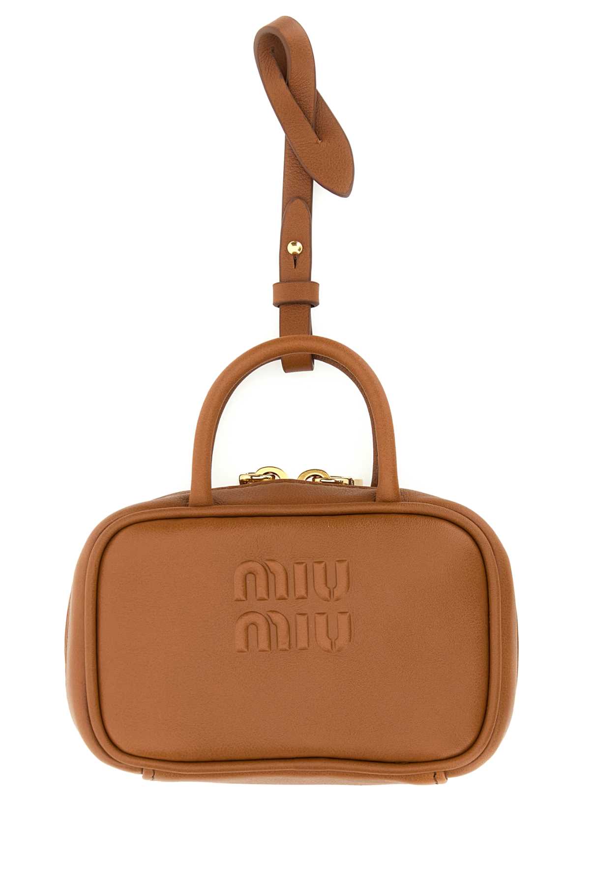 Miu Miu Camel Leather Beau Keyring Necessaire