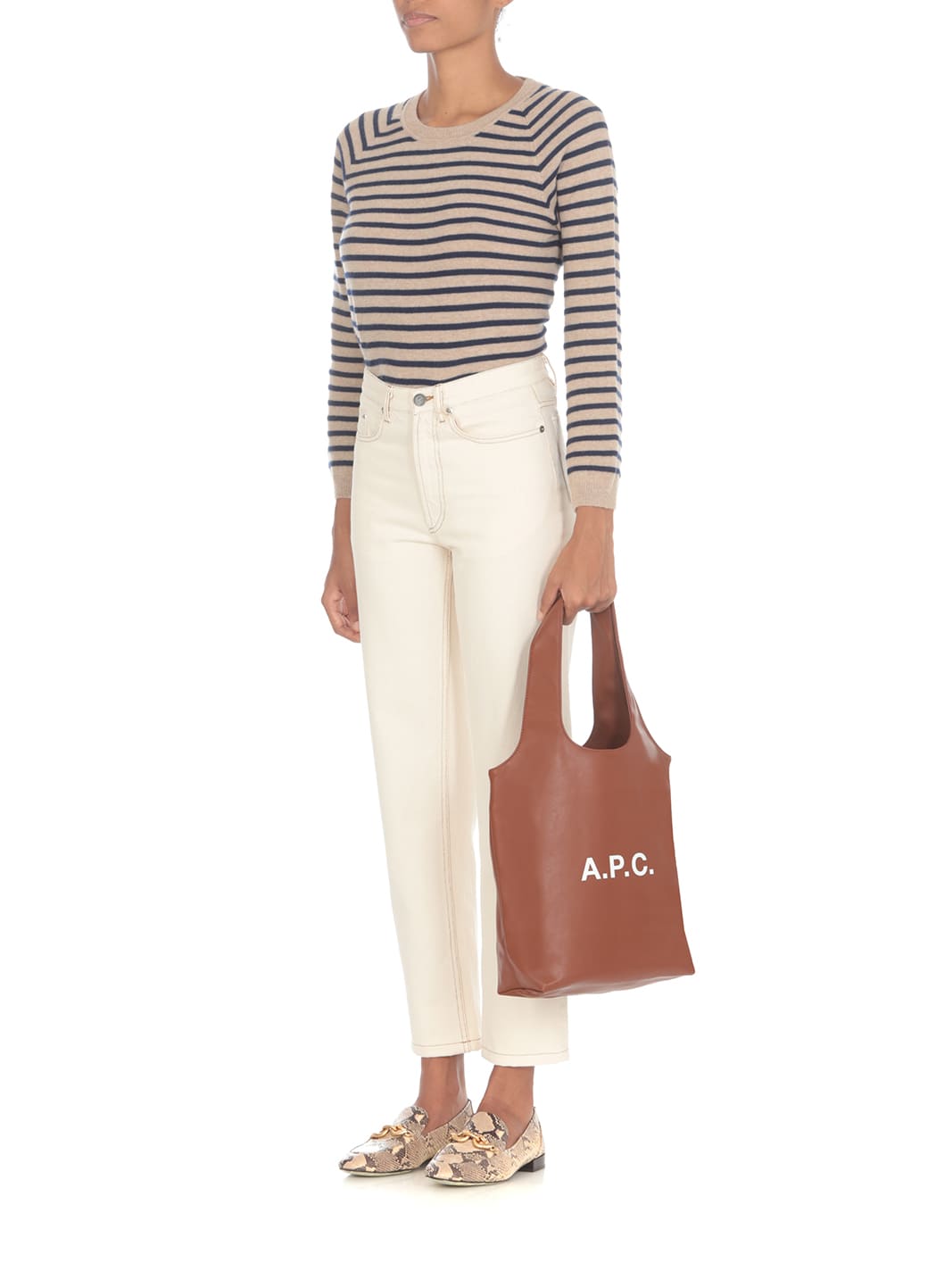 Apc Ninon Structured Tote Bag With Large Handles In Brown