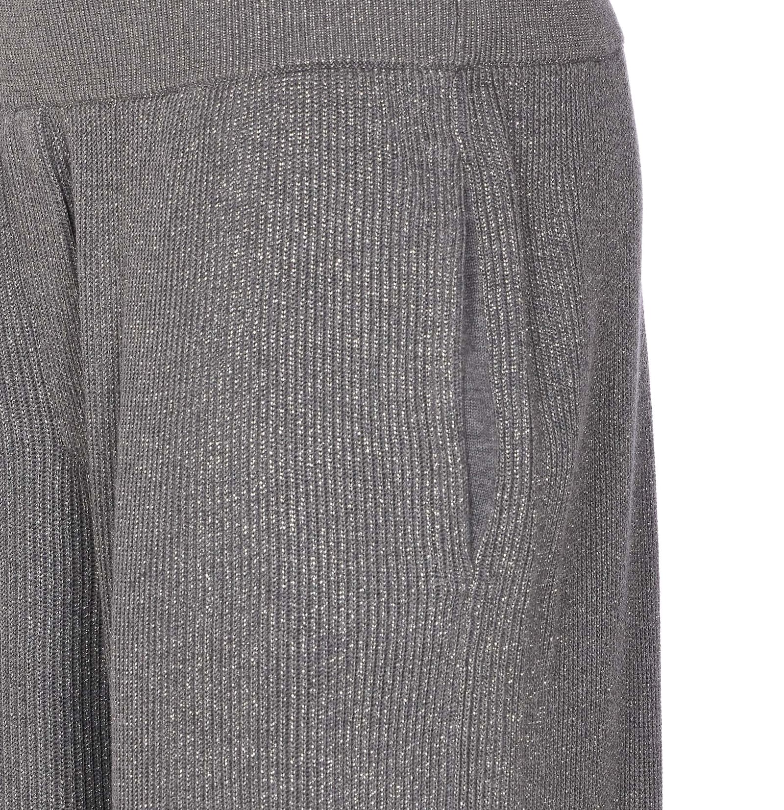 Brunello Cucinelli Vanise Sparkling Knitted Trousers In English Rib In Burgundy