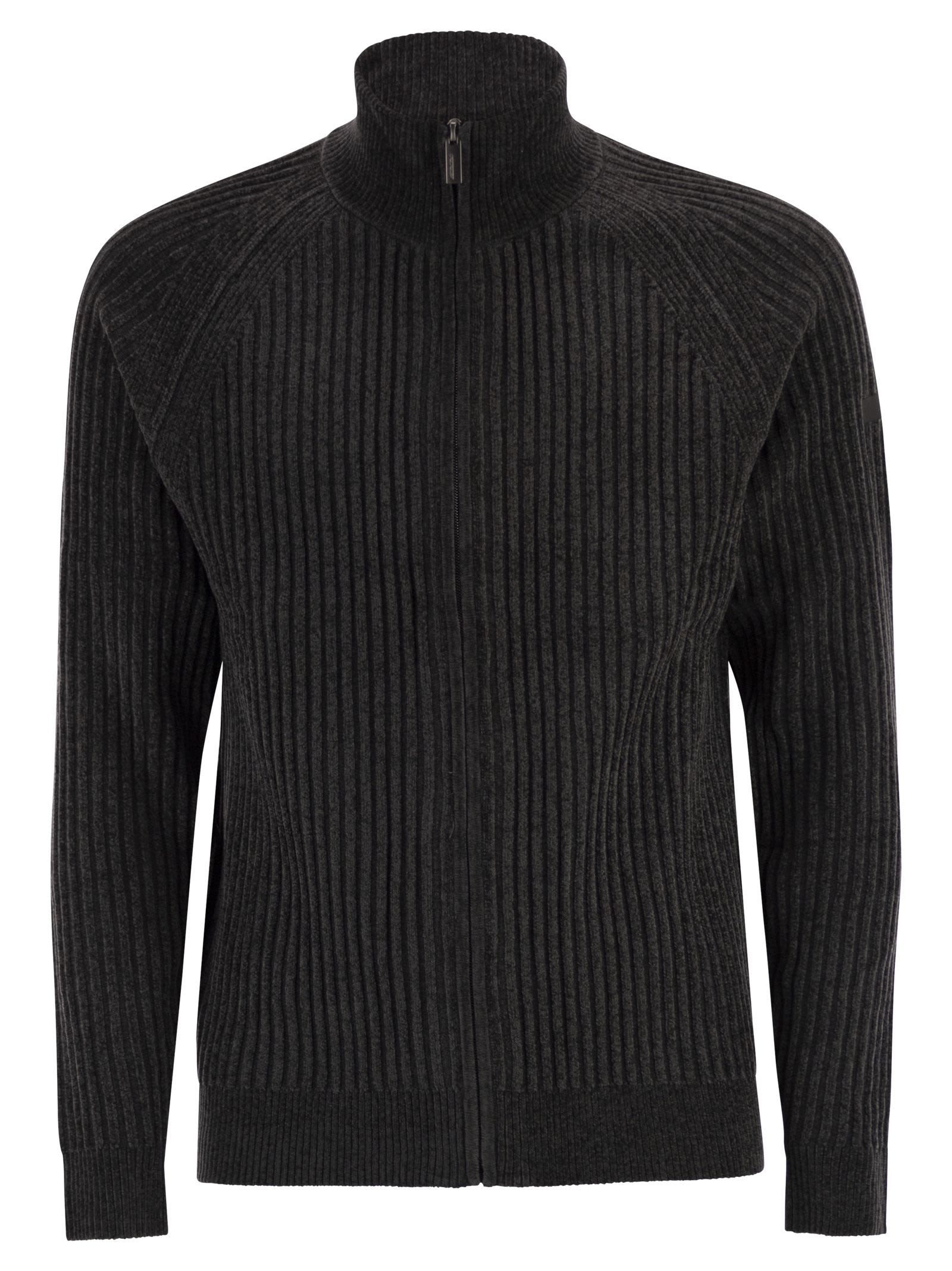 Rrd - Roberto Ricci Design Velvet Rave Full Zip Knit - Zip-up Cardigan In Black