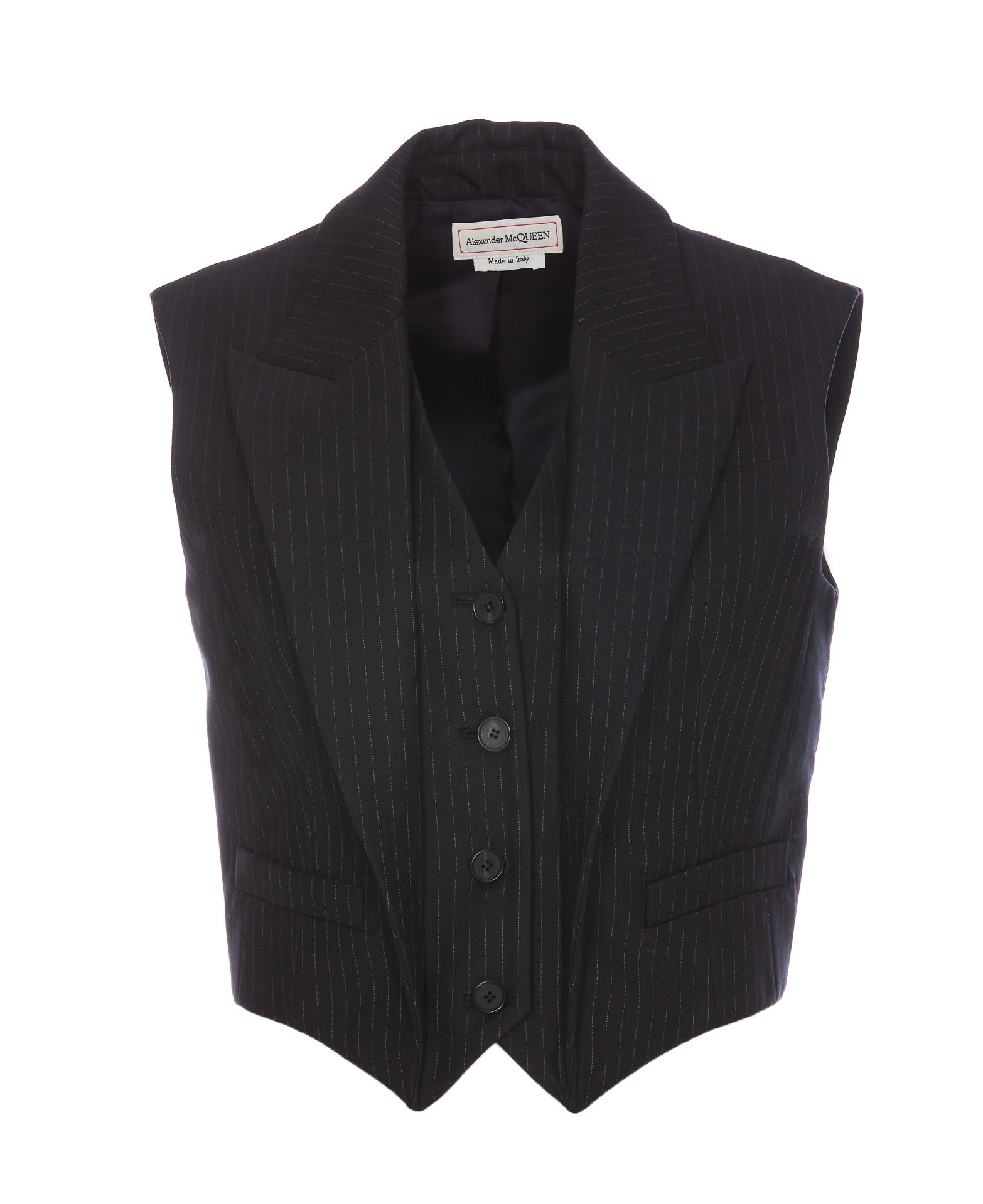 Shop Alexander Mcqueen Pinstripe Waistcoat In Blue