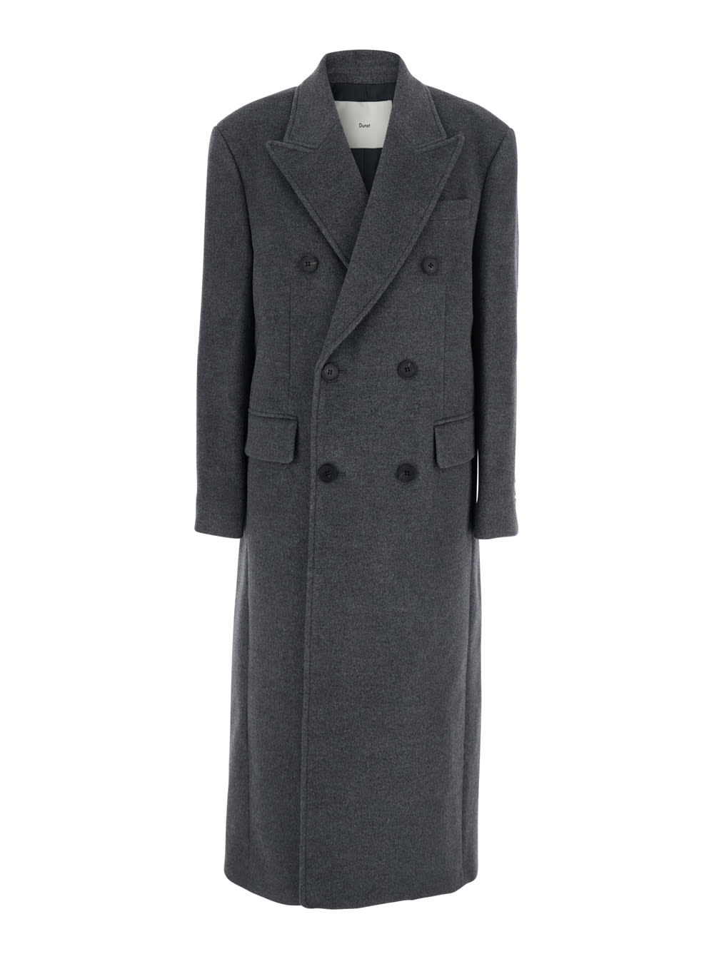 Dunst Grey Double-breasted Coat With Peak Revers In Cashmere Woman In Black