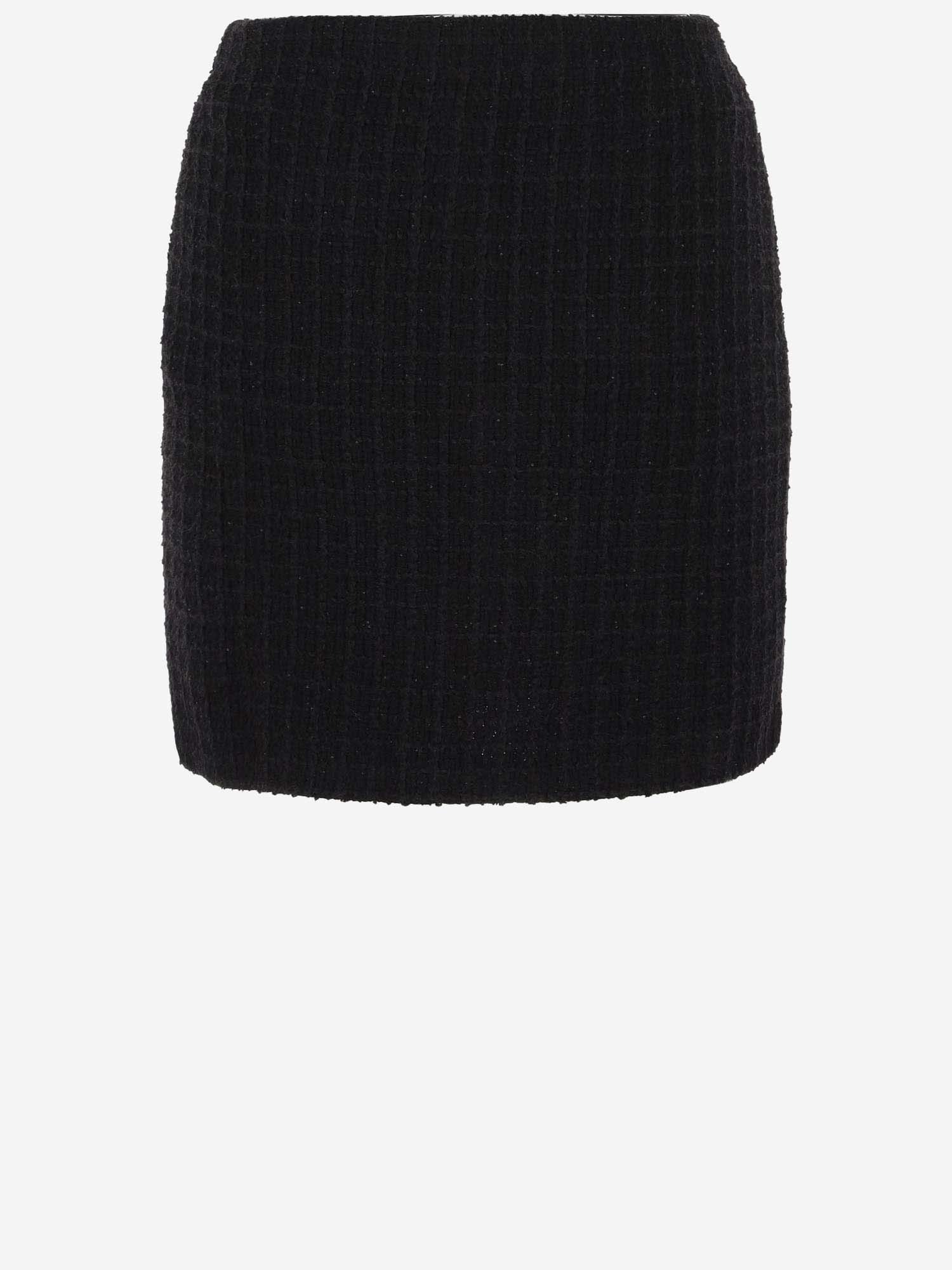 Shop Self-portrait Viscose Blend Knit Miniskirt In Black