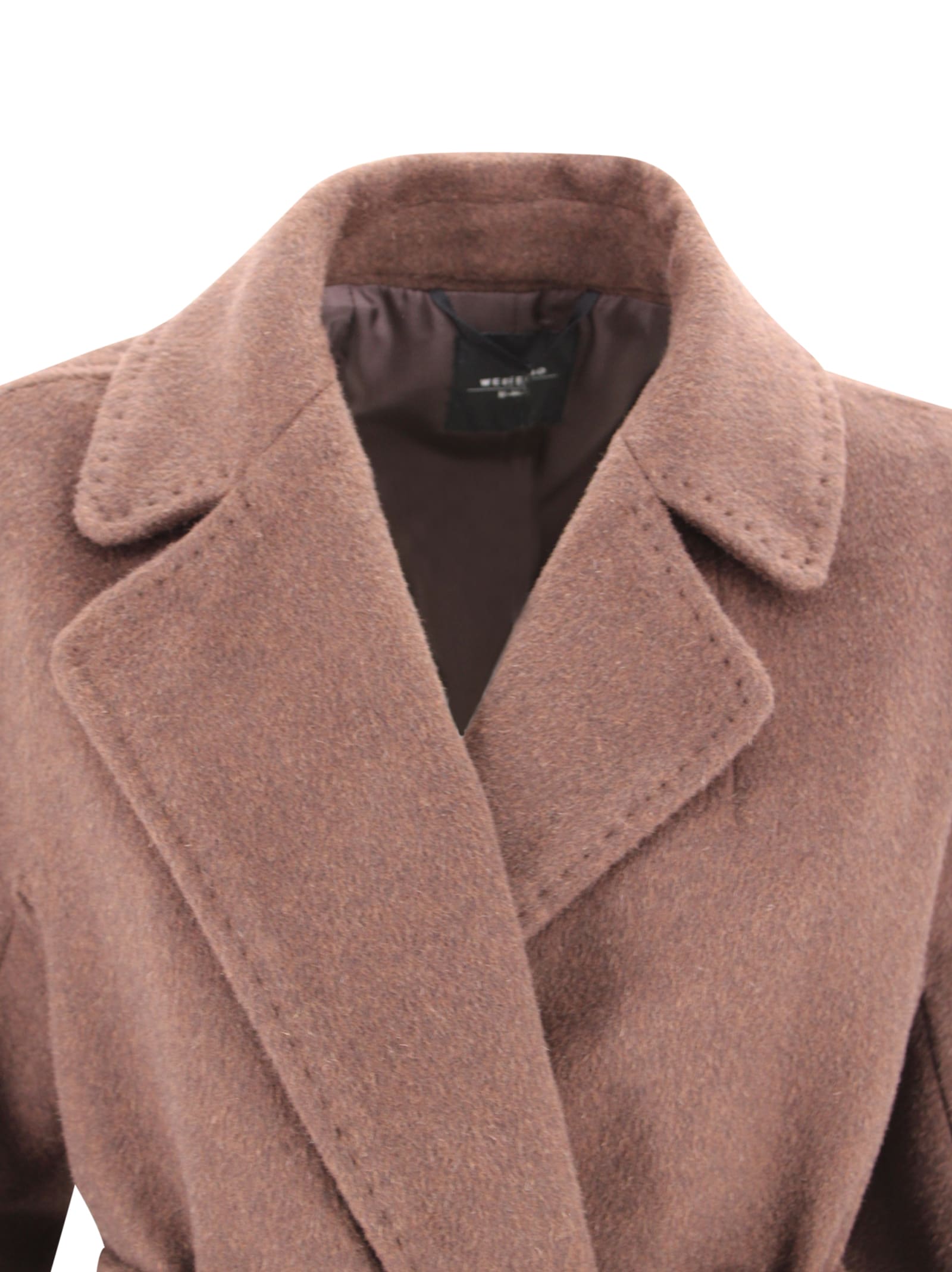 Weekend Max Mara Resina Belted Double-breasted Coat In Brown