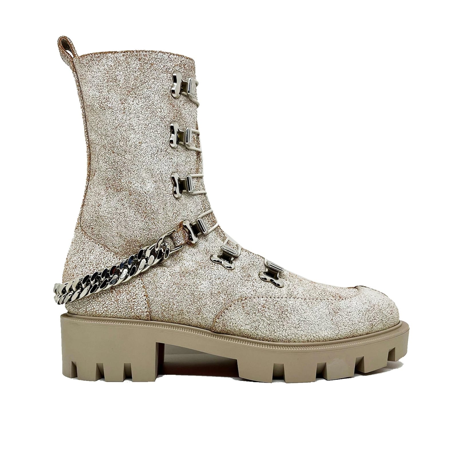 Shop Christian Louboutin Leather Boots In Beige