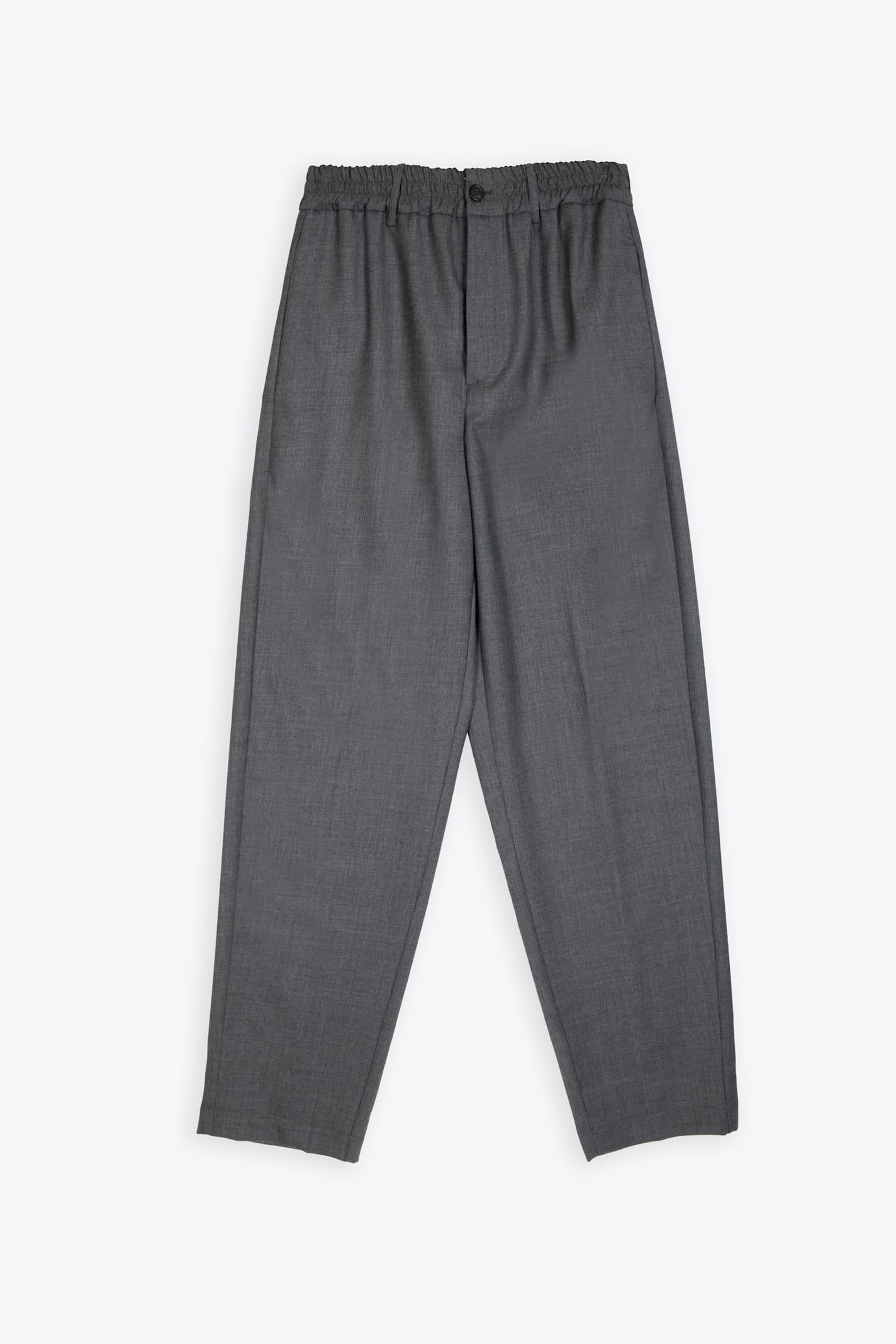 Pantalone Pura Lana Charcoal grey wool tailored pant with drawstring