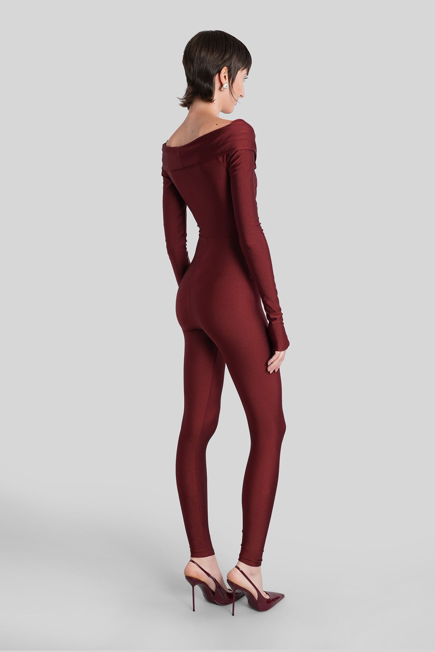 The Andamane Kendall Jumpsuit In Bordeaux Polyamide In Burgundy