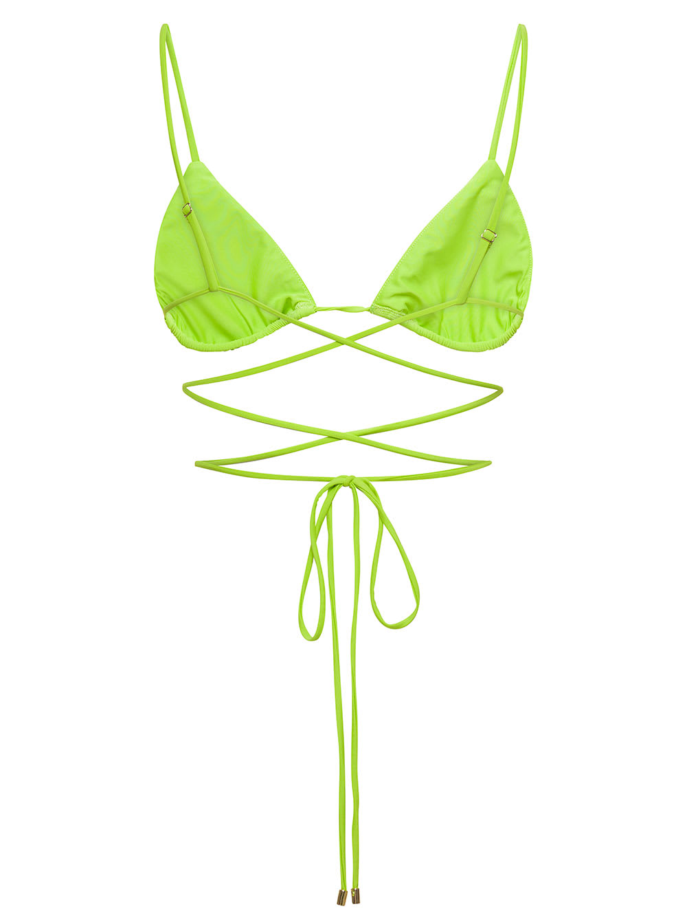 Shop Self-portrait Bikini Top With All-over Crystal Embellishment In Green Polyamide Woman