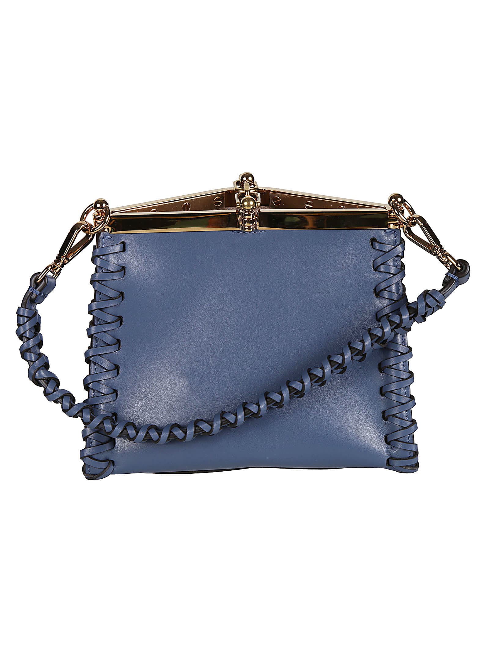Shop Etro Button Snap-lock Shoulder Bag In Blue
