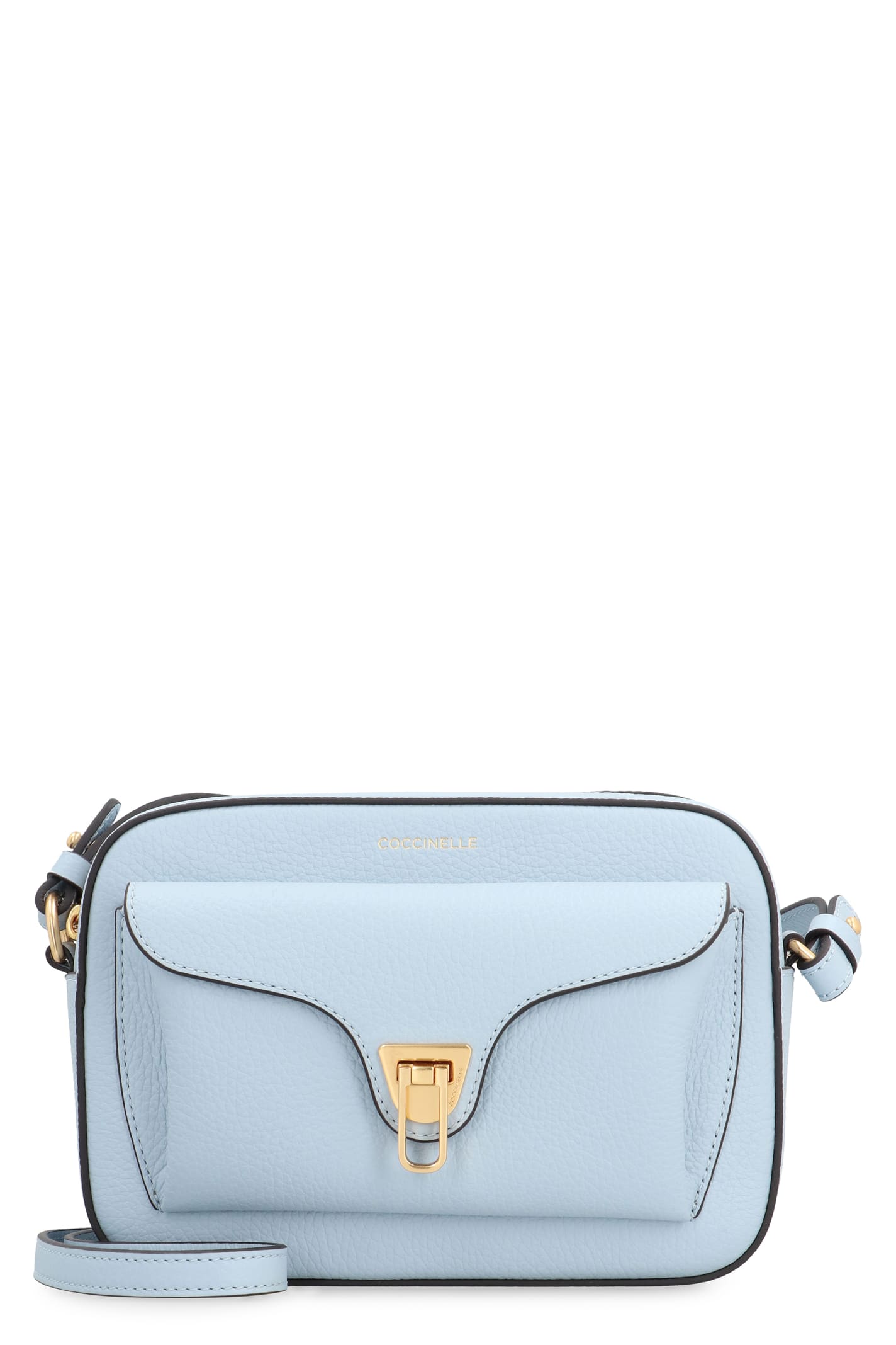 Shop Coccinelle Beat Soft Leather Crossbody Bag In Light Blue