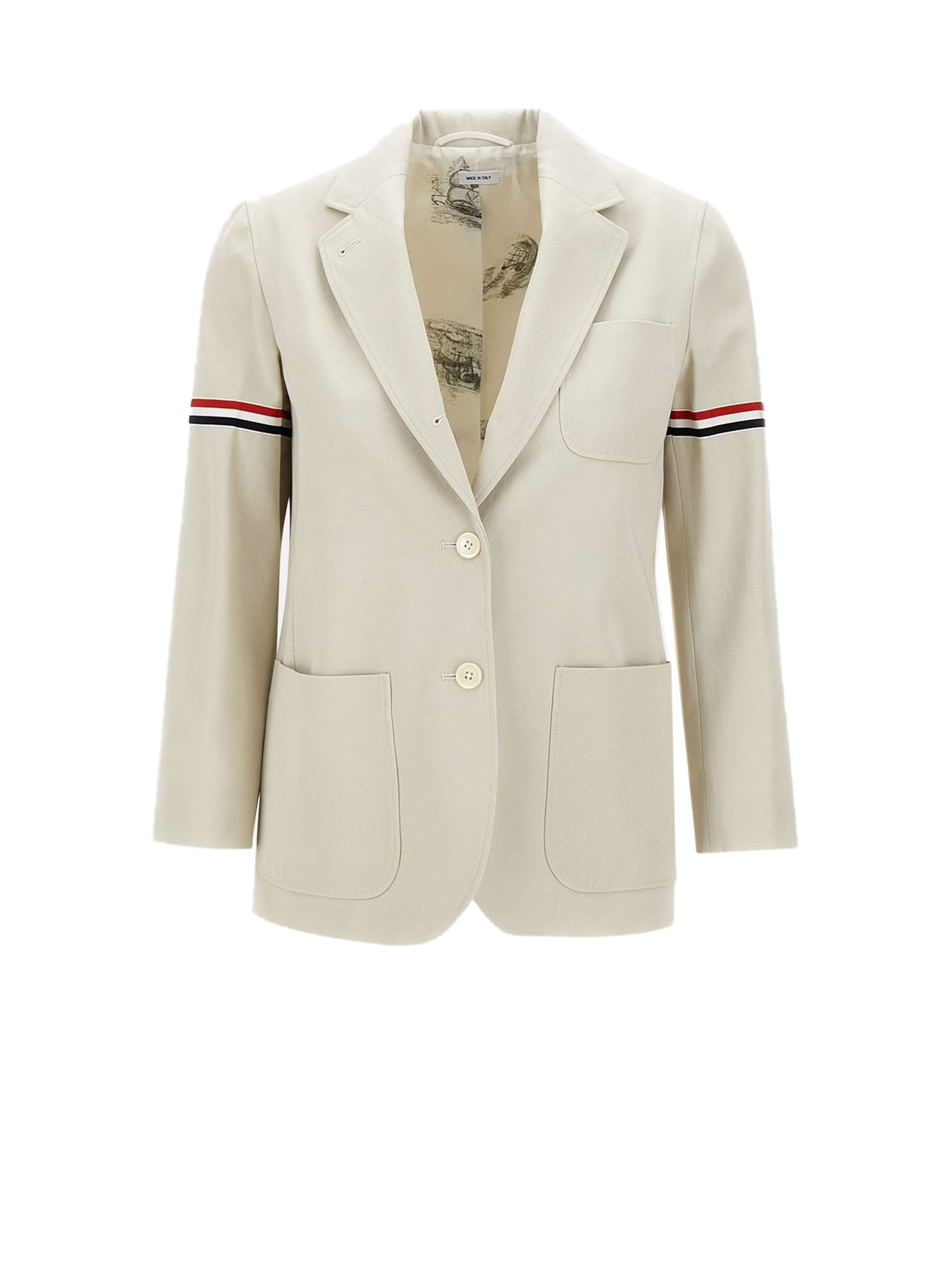 Thom Browne White Cotton Jacket In Natural White