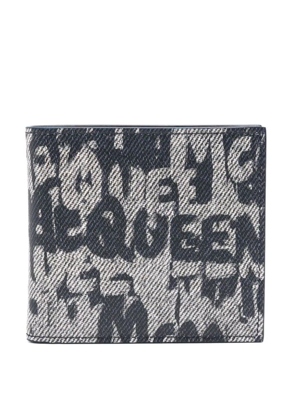 Shop Alexander Mcqueen Blue Graffiti Mcqueen Wallet