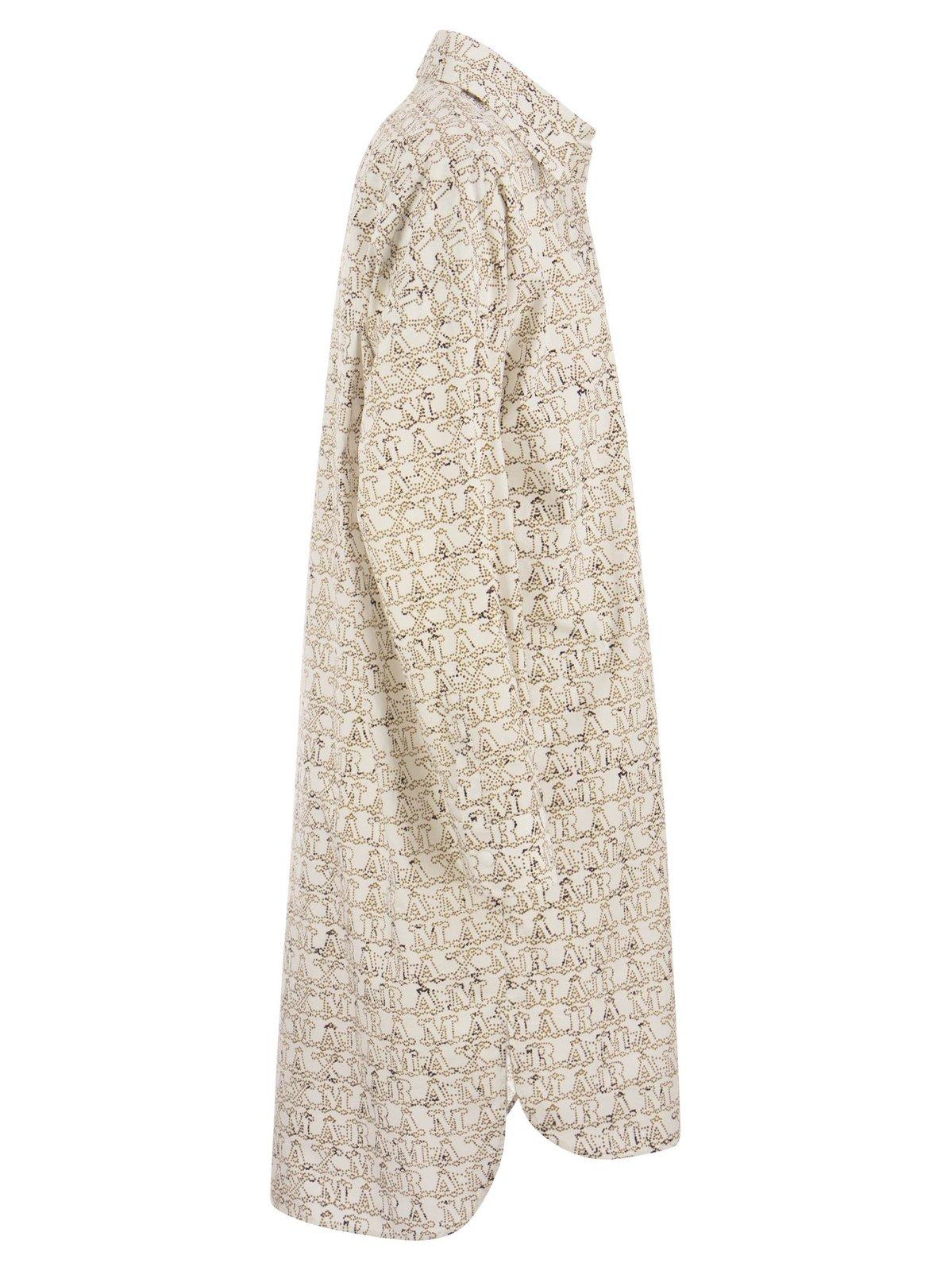 Max Mara Bevanda - Long-sleeved Cotton Dress In Bianco