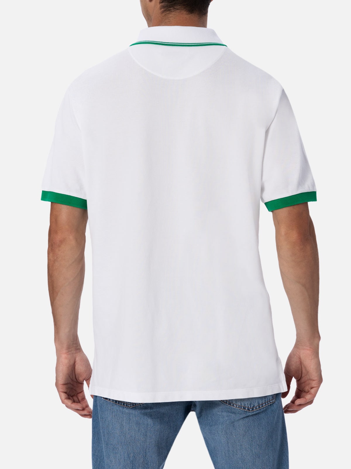 Mc2 Saint Barth Man White Cotton Piquet Polo Shirt Beverly Hills Australian Brand Special Edition In White