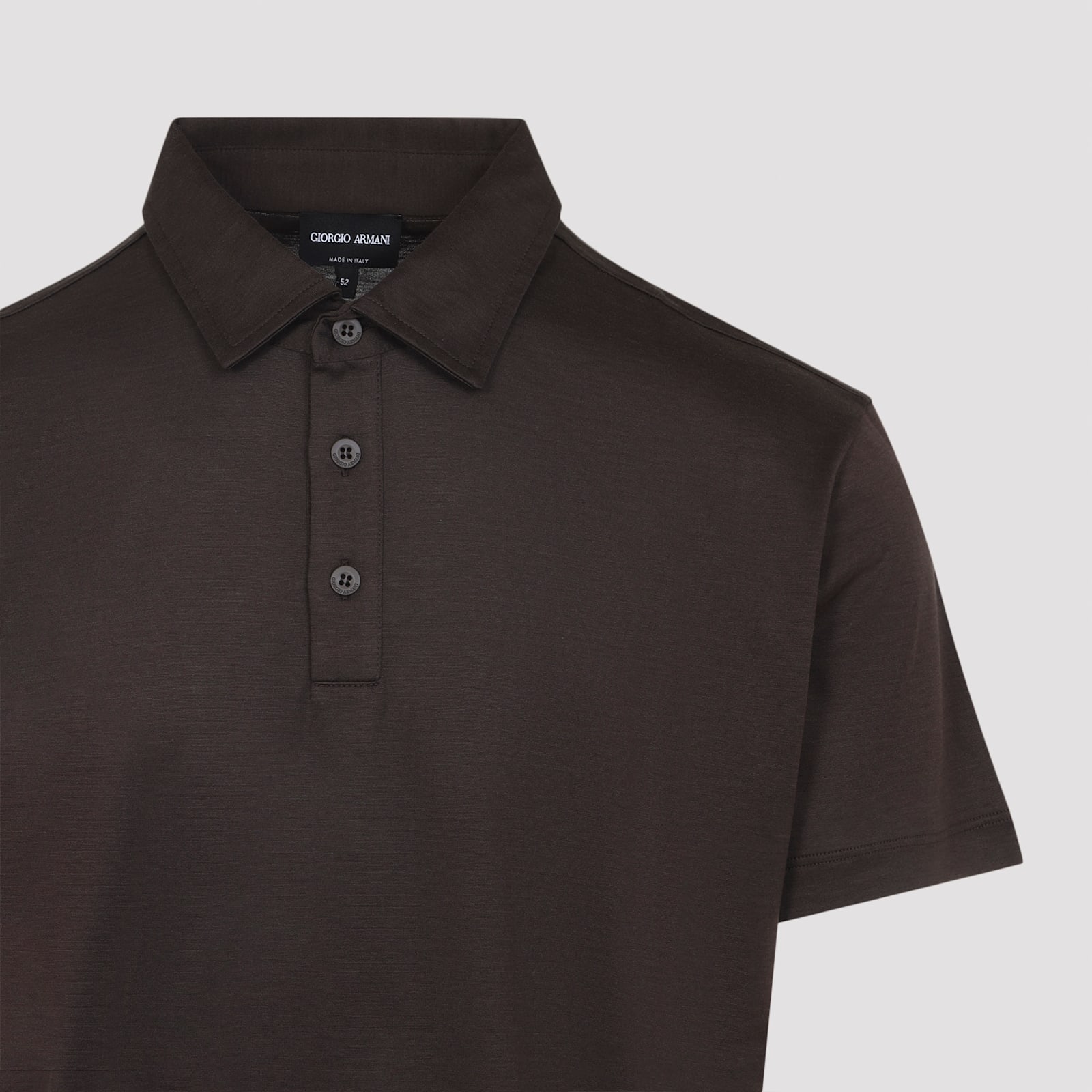 Giorgio Armani Silk Cotton Polo Shirt With Regular Fit In Brown