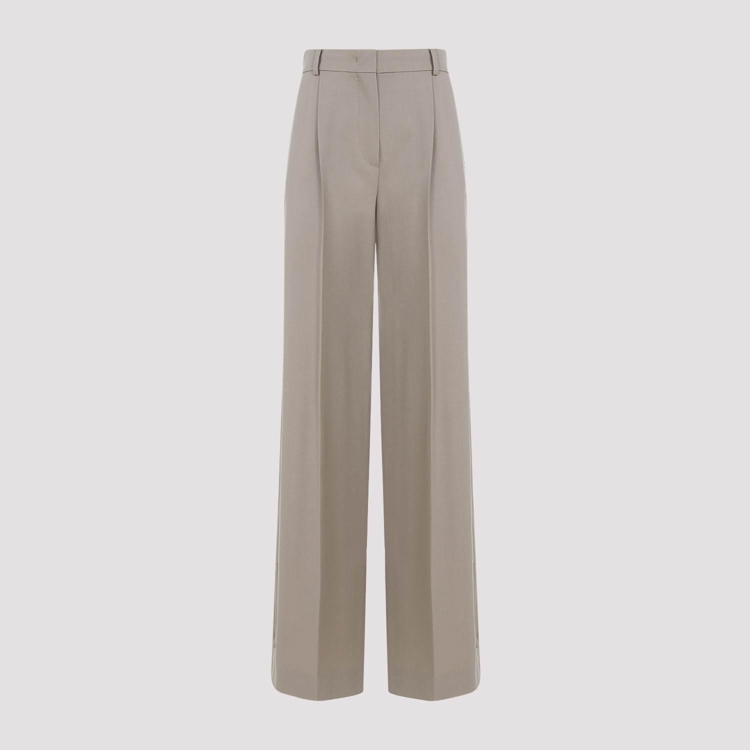 Shop Max Mara Segale Wide Leg Buttons Pants In Juta