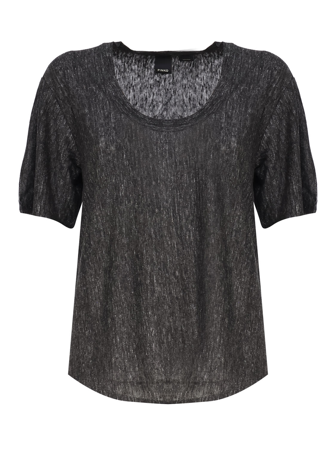 Shop Pinko T-shirt In Fluid Linen In Black