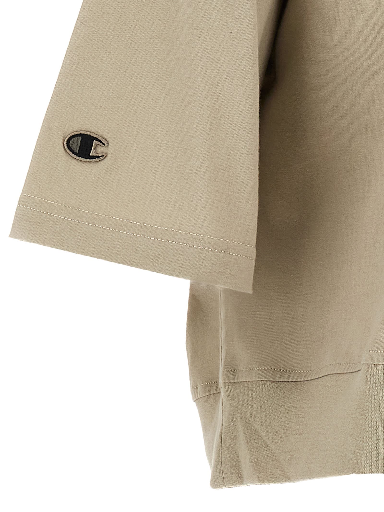 Rick Owens Champion Graphic Print Crew Neck T-shirt In Neutral