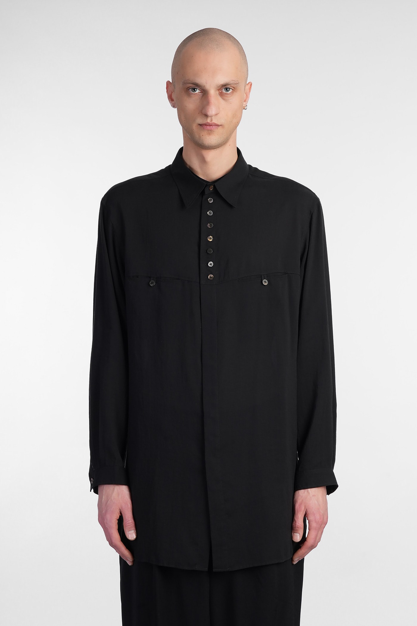 Shop Yohji Yamamoto Shirt In Black Cellulose