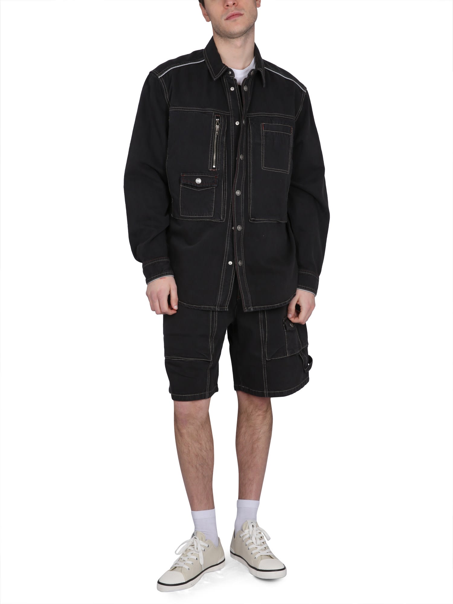 Isabel Marant Denim Bermuda Shorts Featuring Belt Loops In Black