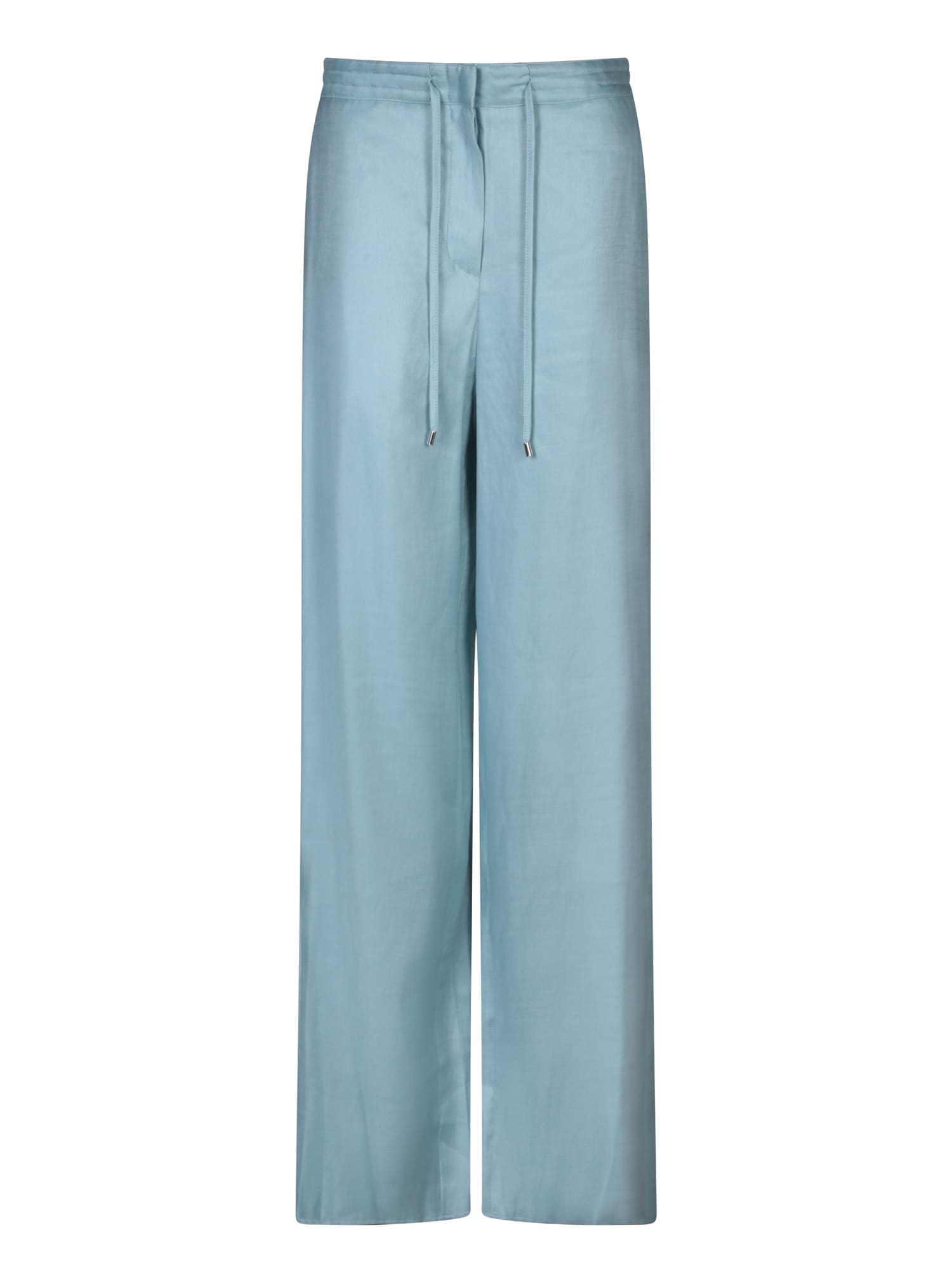Shop Lardini Light Blue Linen-viscose Trousers