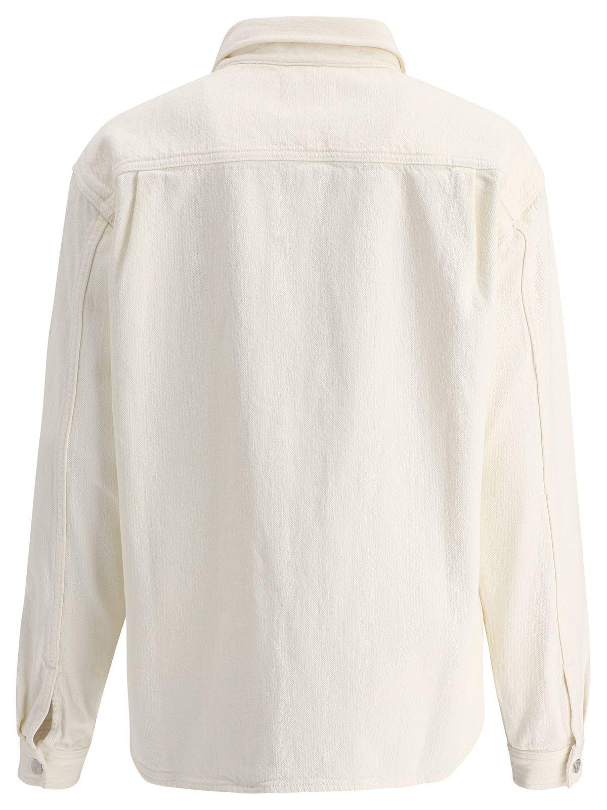 Shop Frame Long-sleeved Buttoned Shirt In Off White