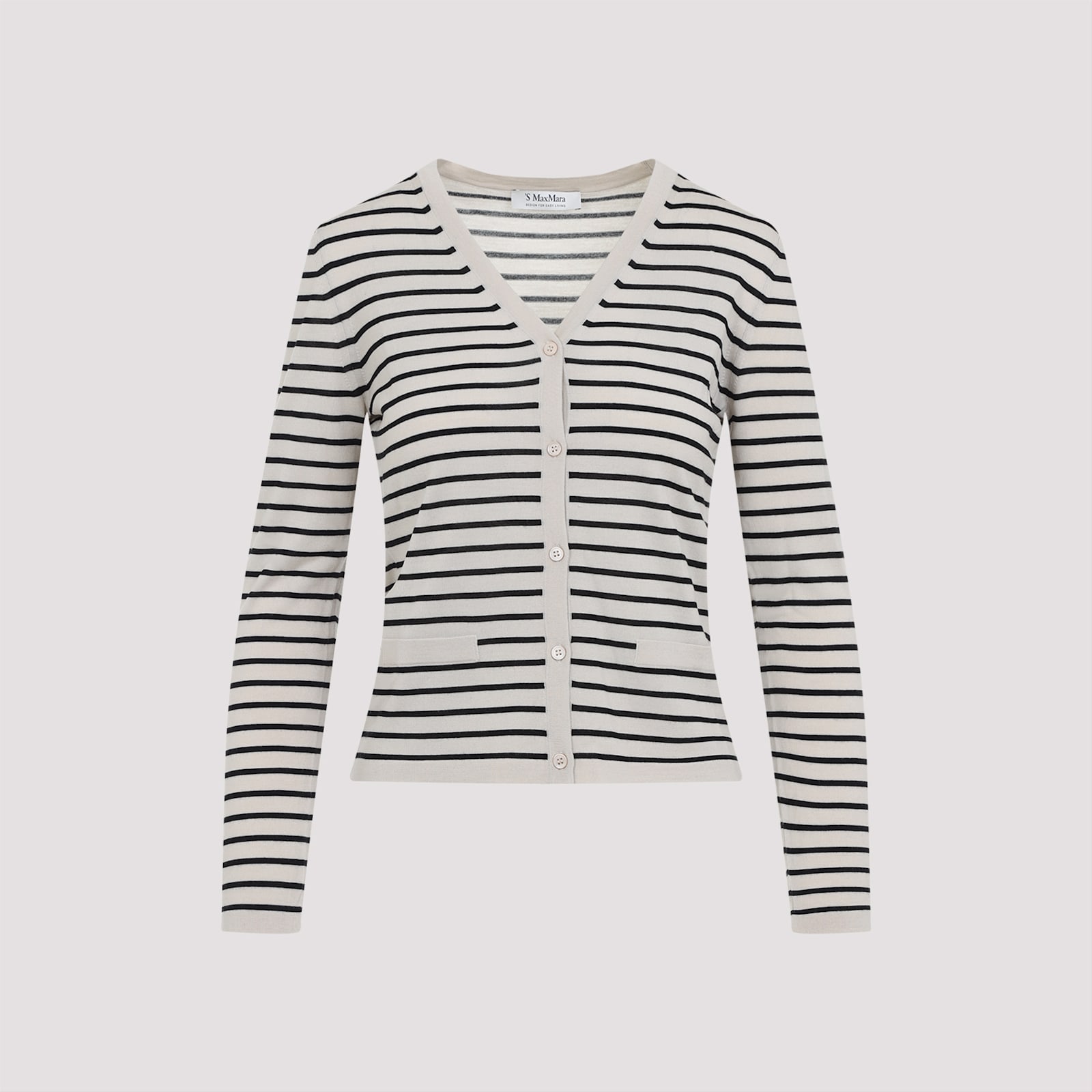Shop 's Max Mara Kenya Stripe Cardigan In Riga Ecru Nero