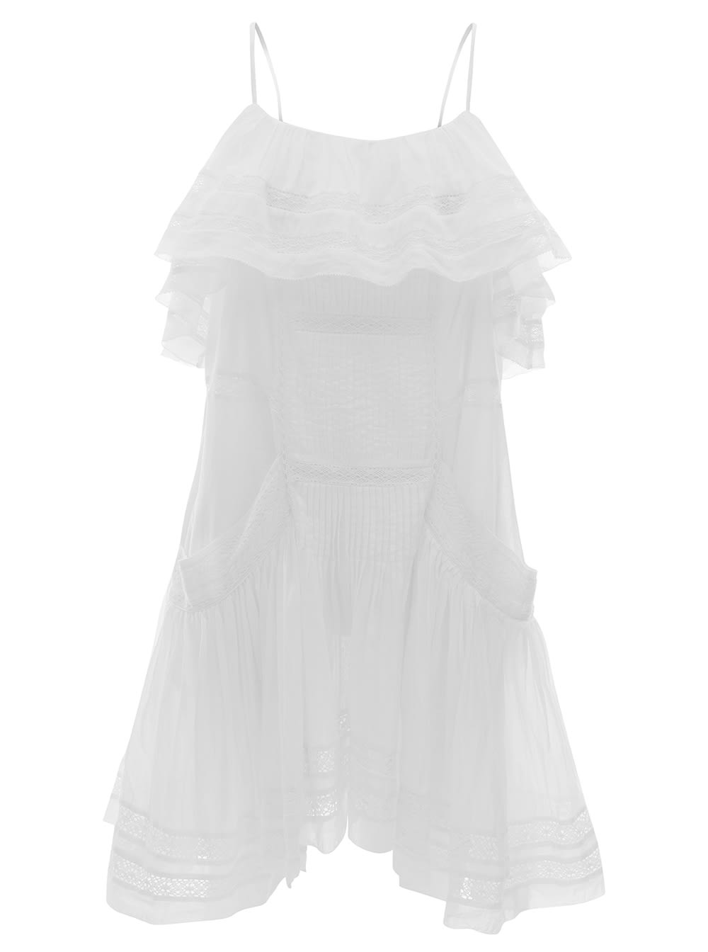 ISABEL MARANT ÉTOILE WHITE MINI DRESS WITH BRODERIE ANGLAISE IN COTTON WOMAN