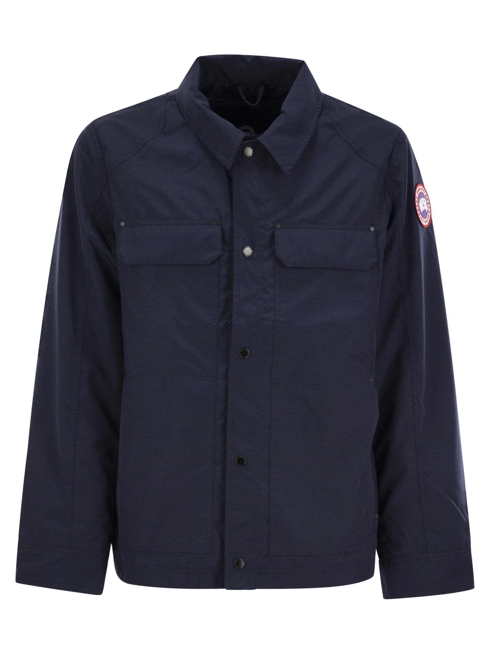 Shop Canada Goose Burnaby - Jacket With Classic Logo In Navy