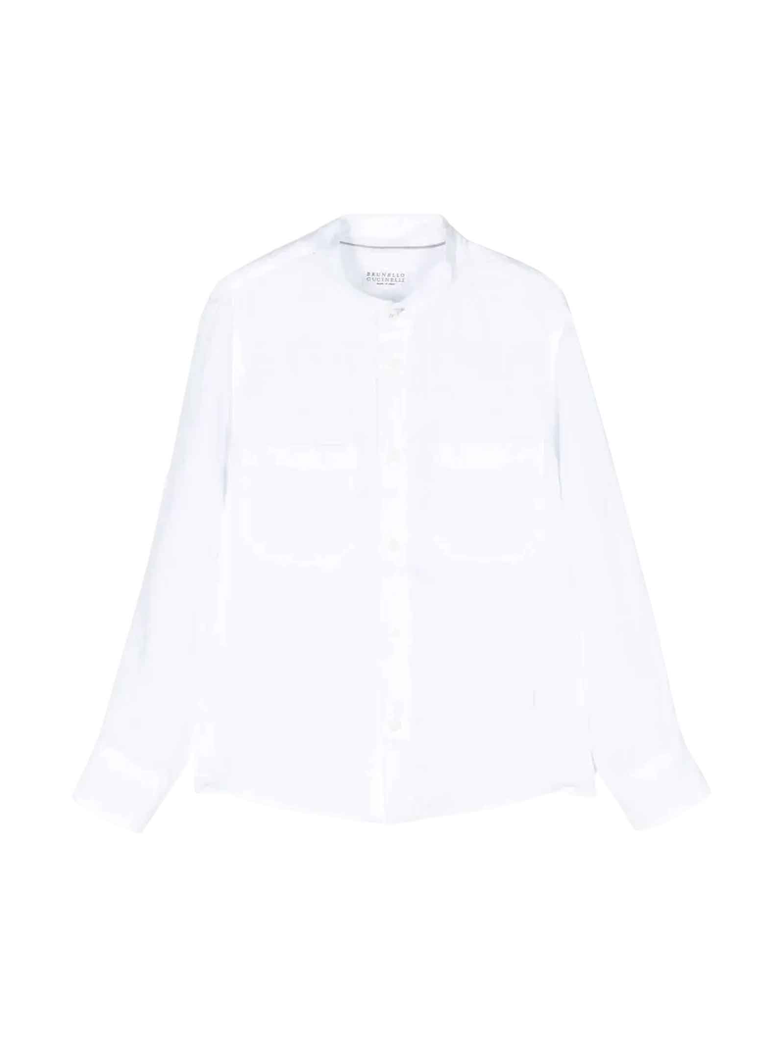 Brunello Cucinelli Kids' White Shirt Boy In Bianco