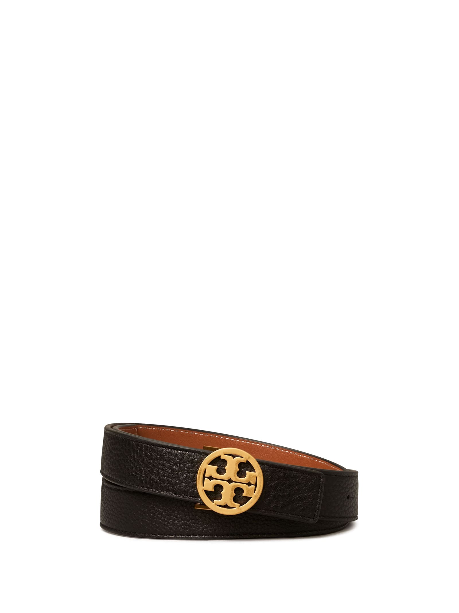 Shop Tory Burch Belt Miller Reversible In Black Classic Cuoio Gold