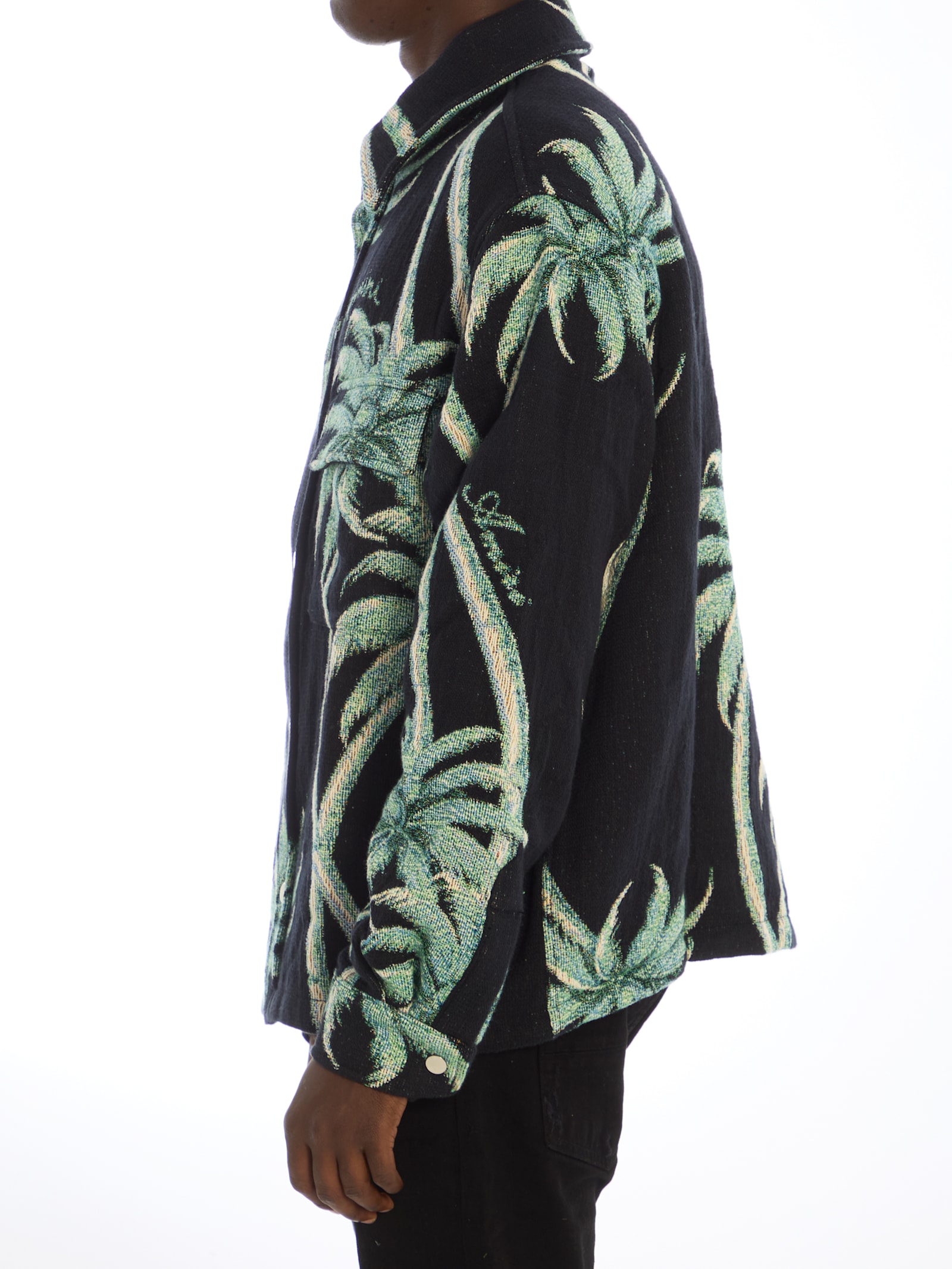 Amiri Twisted Palms Tapestry Overshirt In Black