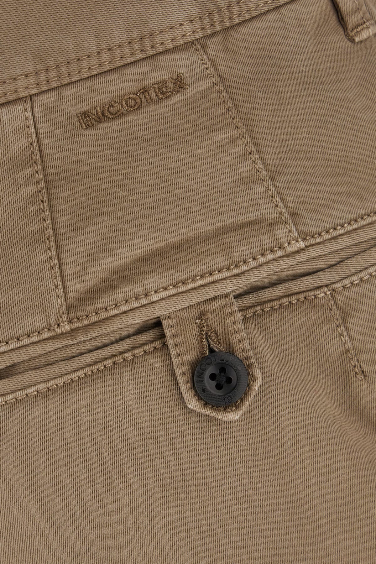 Incotex Stretch Cotton Pants Pleated Front In Brown