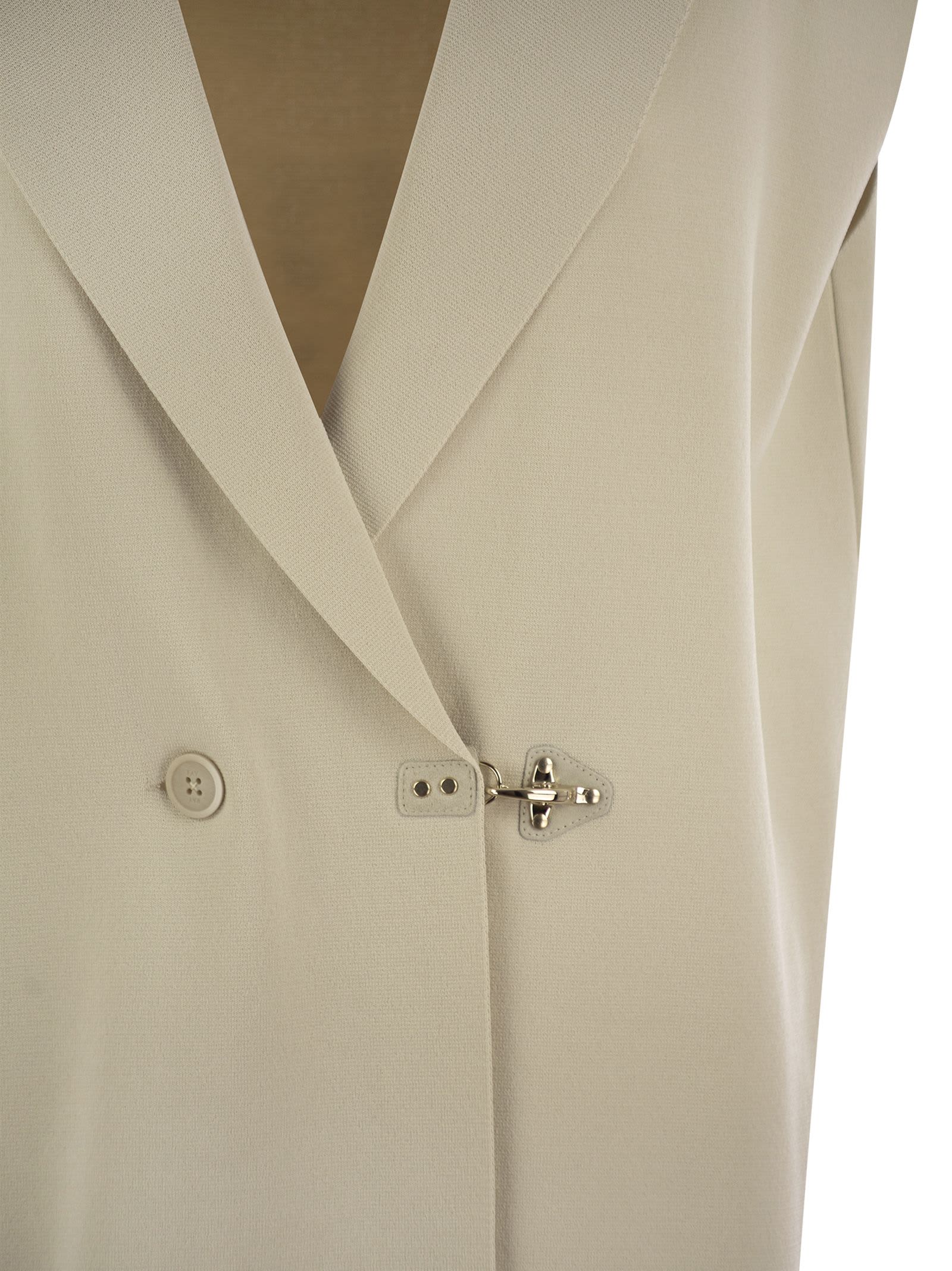Fay Viscose Knit Vest With Hook In Cream